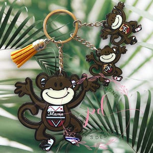 Monkey Keychain with Baby Monkey Charms