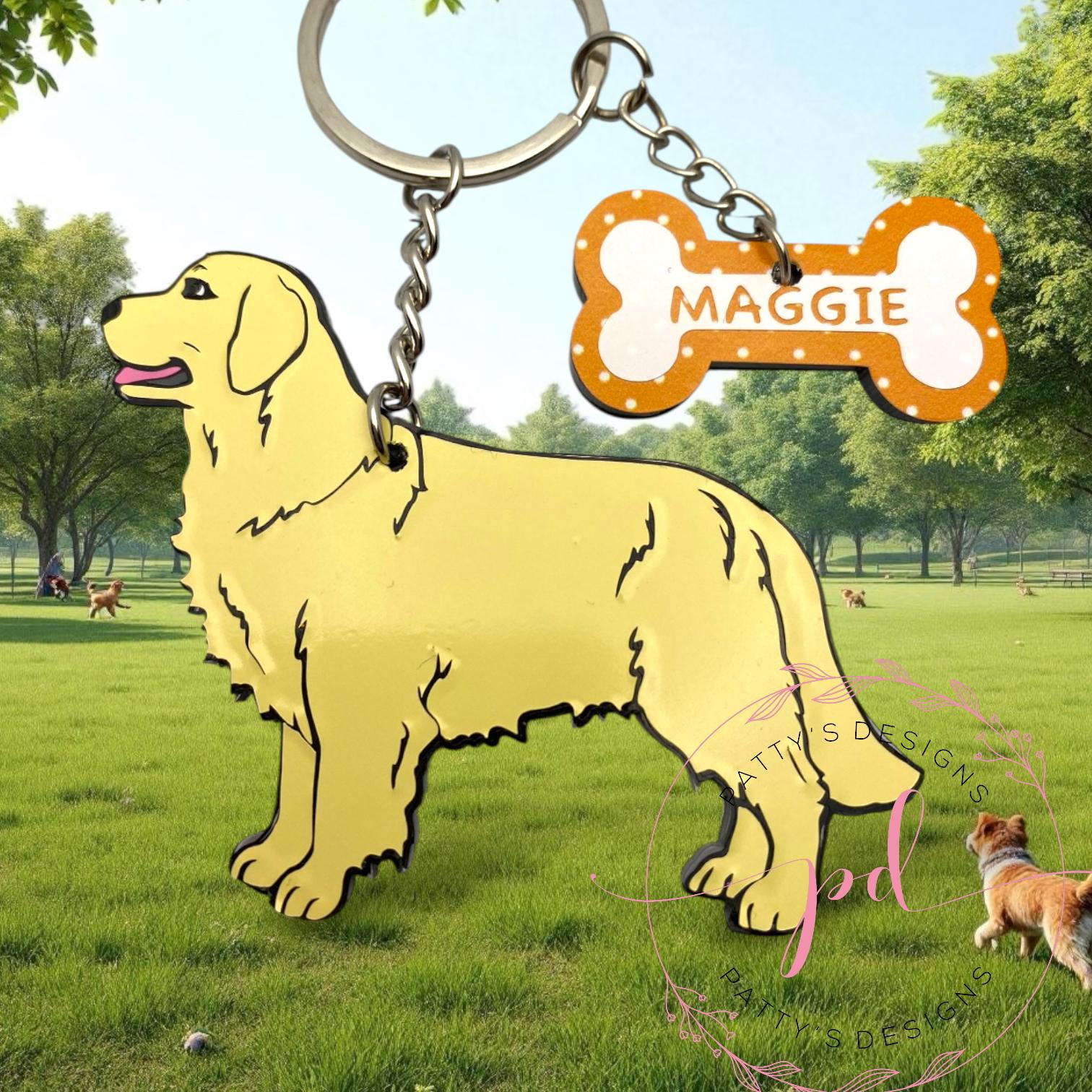 Golden Retriever Personalized Keychain or Ornament