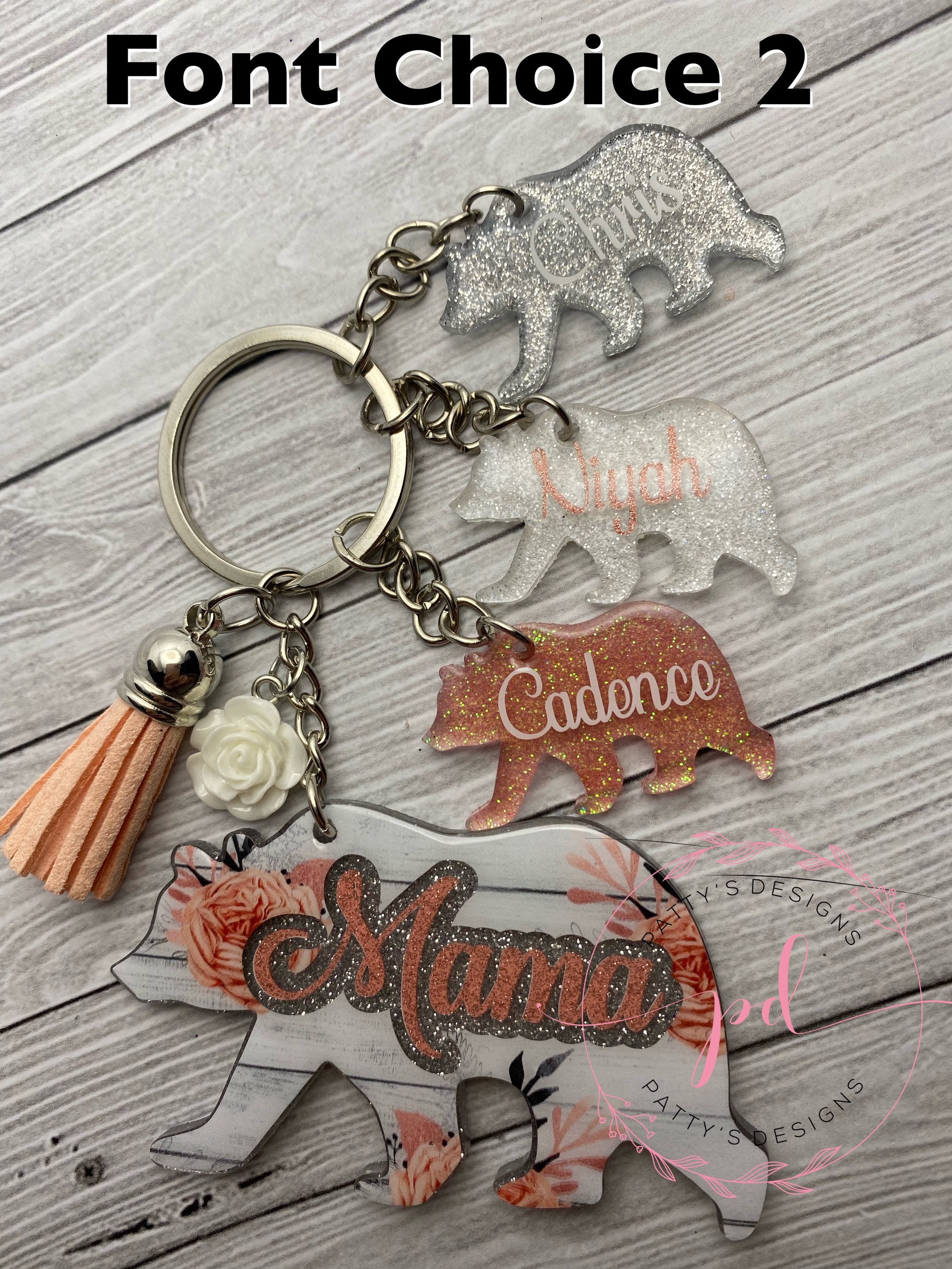 Mama Bear and Little Cubs Birthstone Keychain - Thumbnail 4