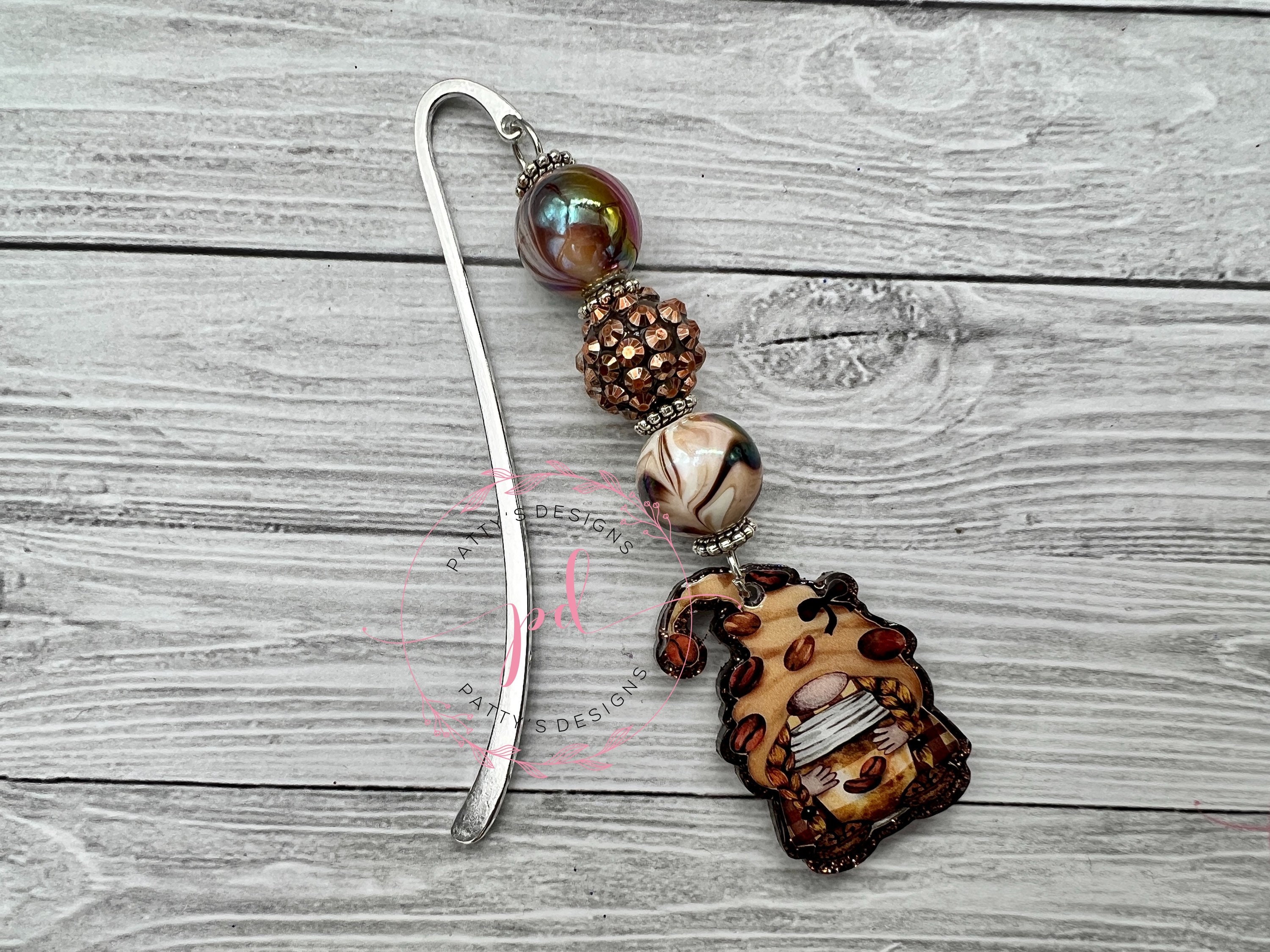 Coffee Bean Gnome Beaded Bookmark