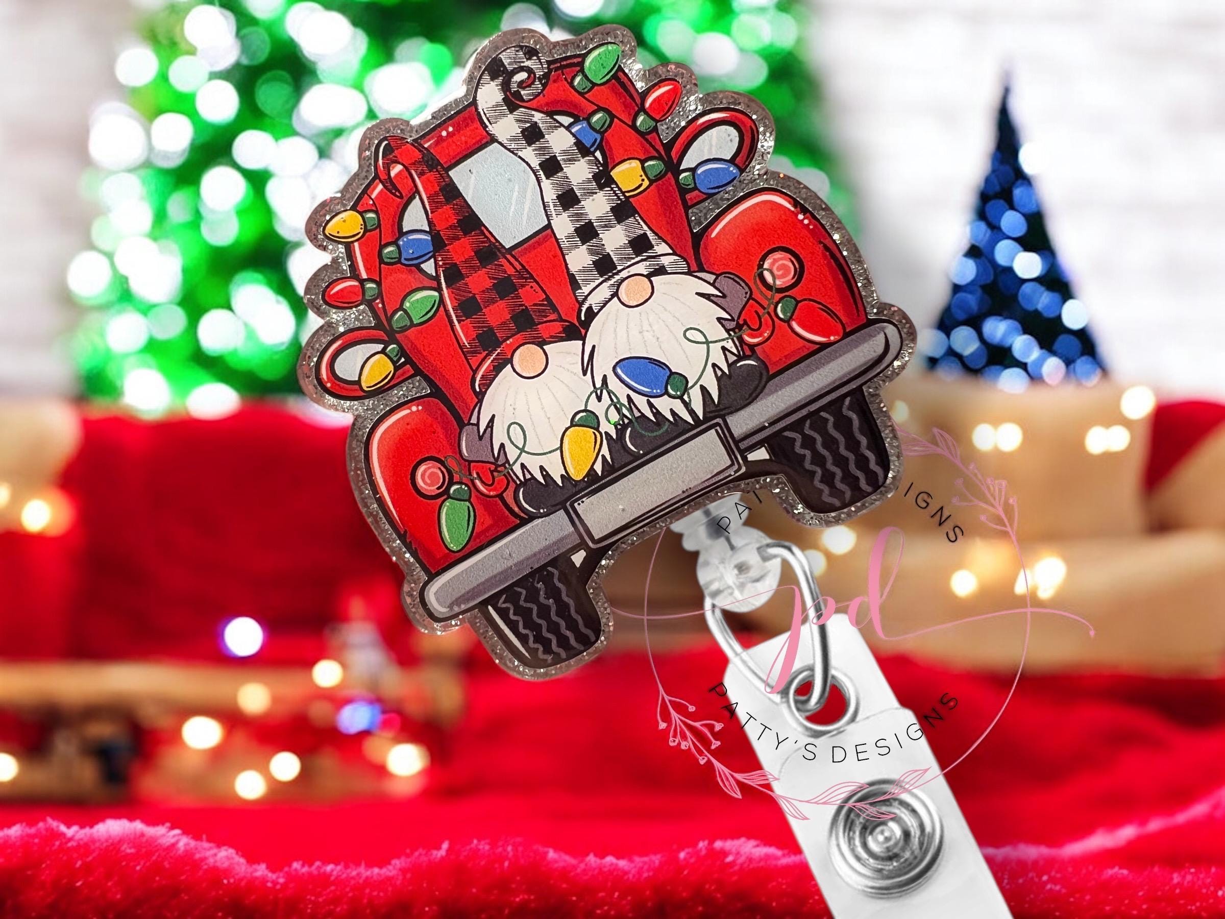 Gnome Antique Car Badge Reel, Badge Holder, ID Holder, Christmas