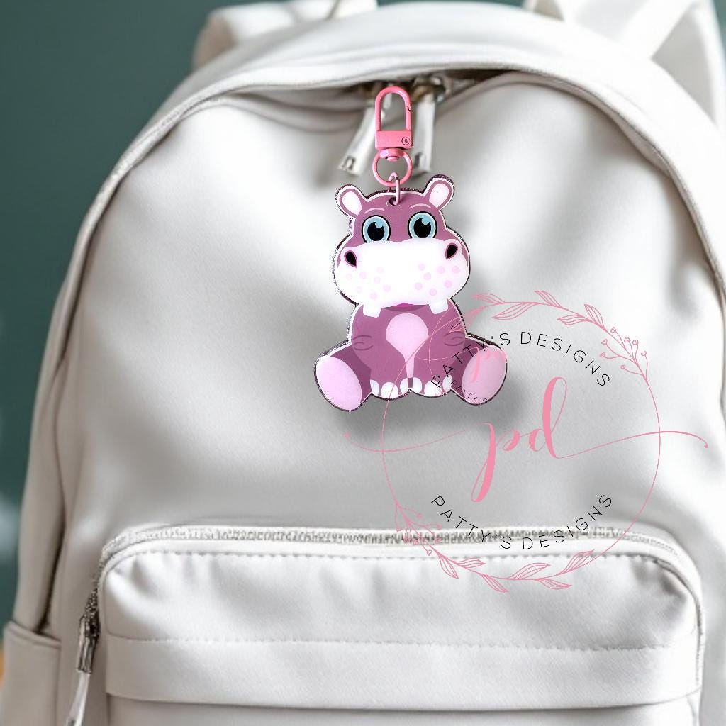 Hippo Bag Tag/Keychain, Hippopotamus - Thumbnail 2