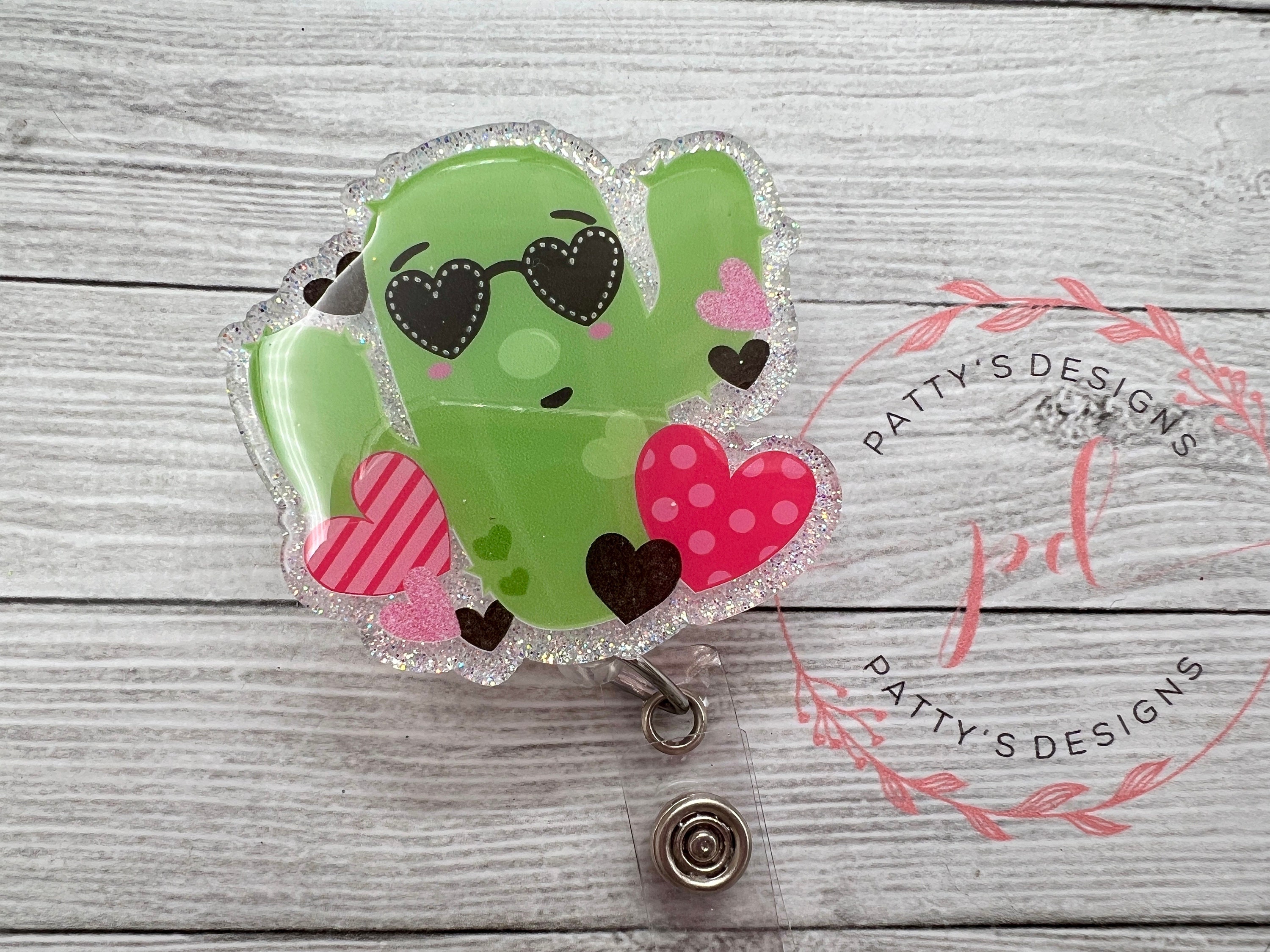 Valentine Cactus Badge Reel, Badge Holder, ID Holder, Valentine, Valentine’s