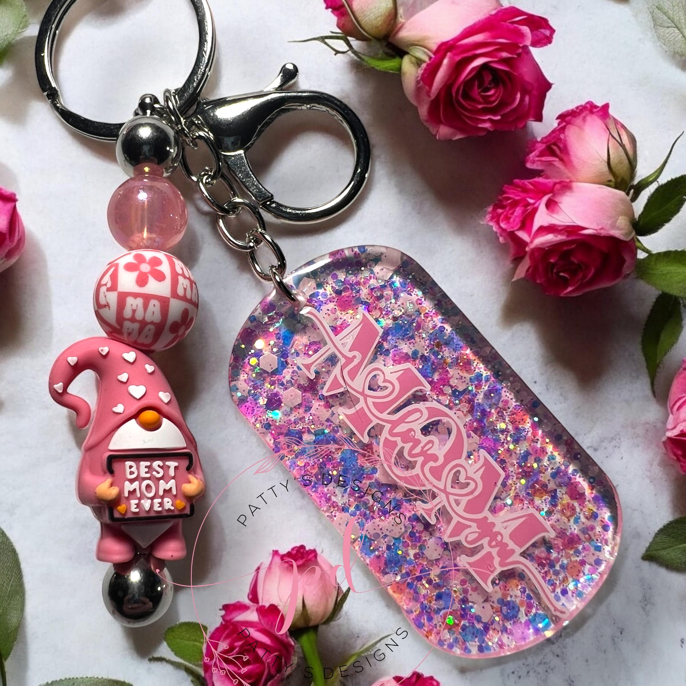I Love You Mom Beaded Keychain, Mother’s Day, Gifts for Mom, Gnome Beads