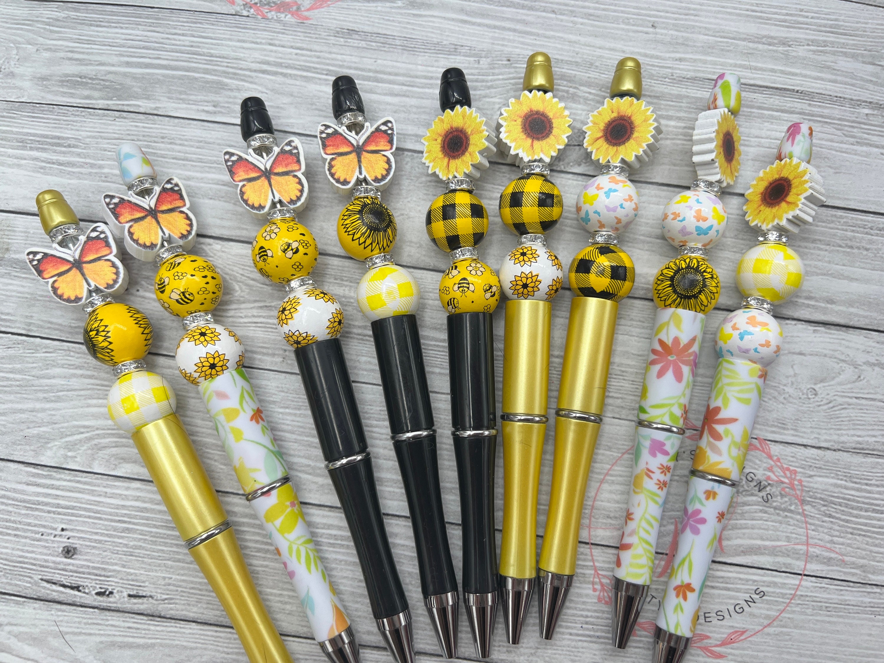 Butterfly and Sunflower Beaded Pen w/ Ink Refill