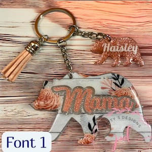 Porte-clés personnalisable maman ours et petits oursons