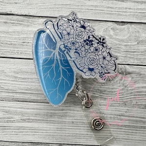 Floral Lung Badge Reel, Badge Holder, ID Holder
