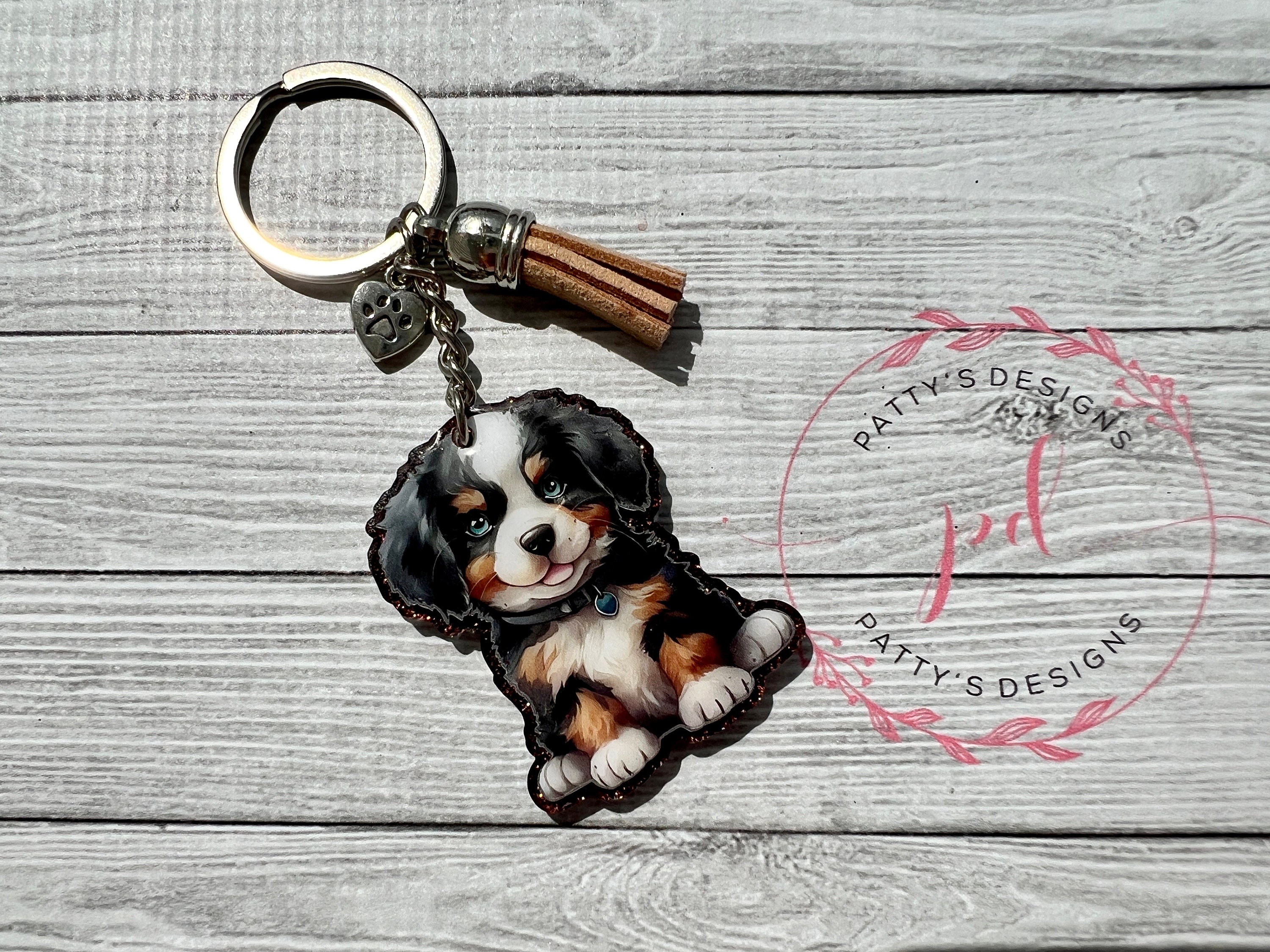 Bernese Mountain Pup Keychain