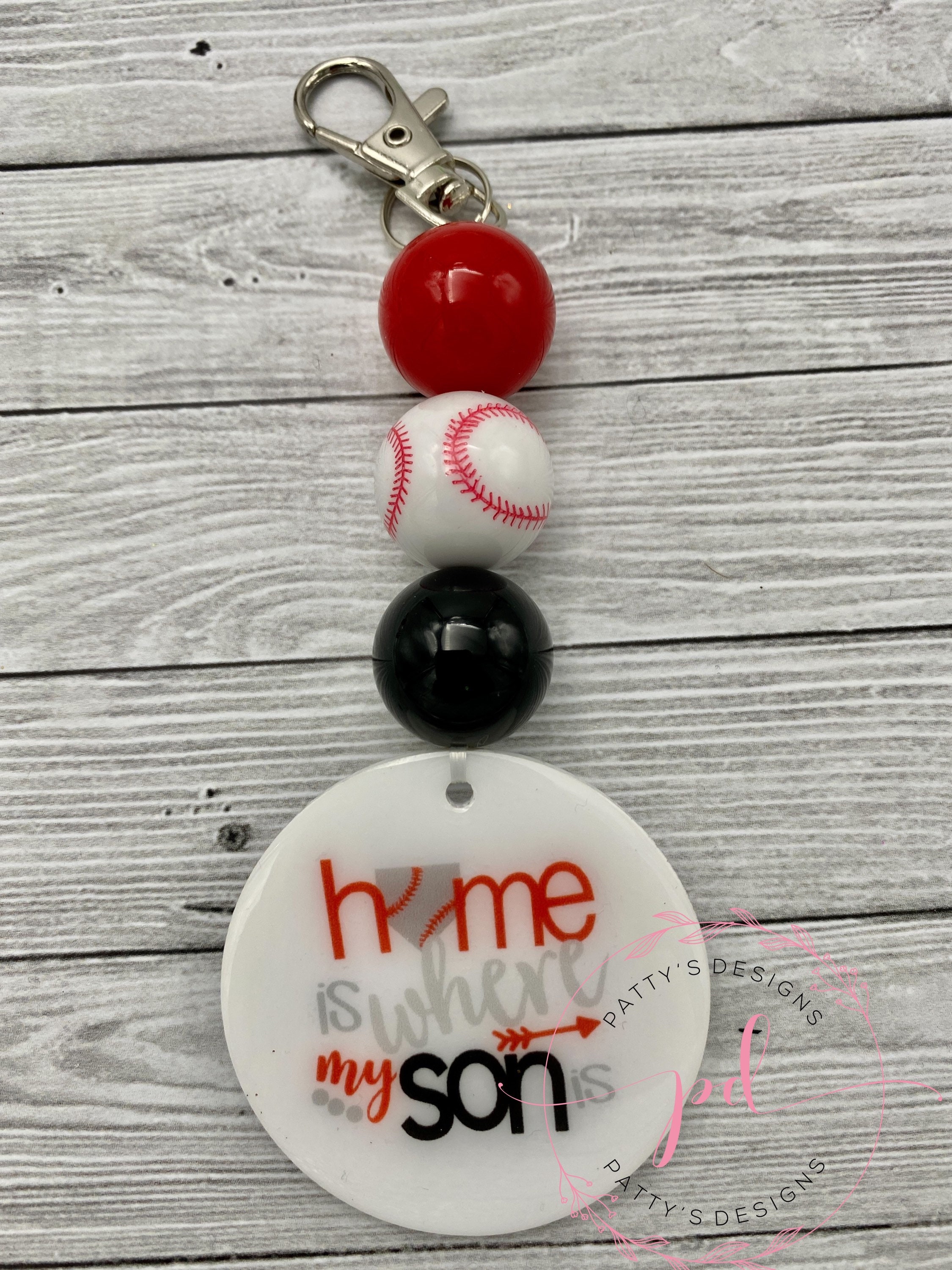 Home is Where My Son is Baseball Keychain