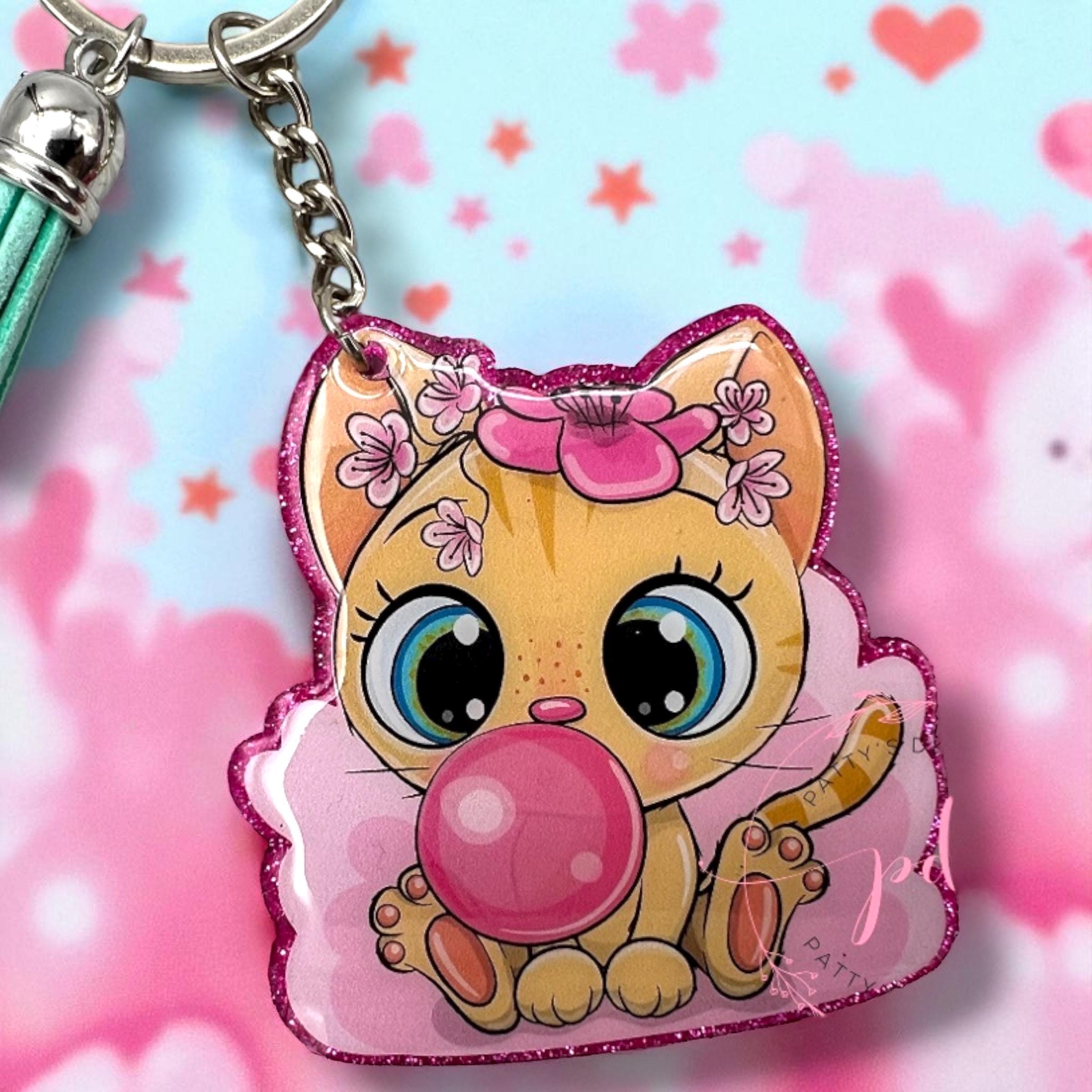 Kitty with Bubble Gum Keychain