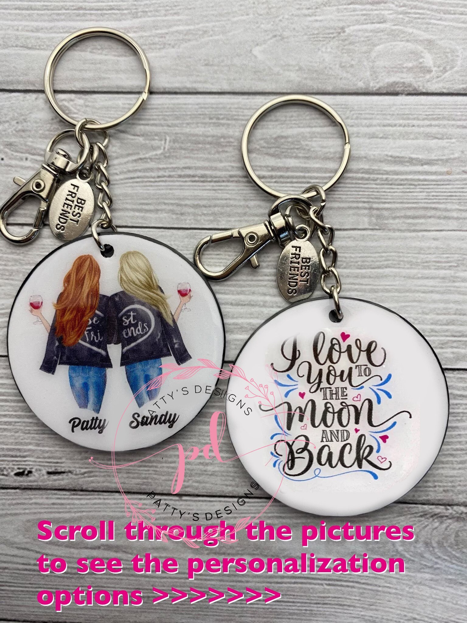 Best Friends Keychain, BFF Keychain, Friends Keychain, Best Friend Gift, Best Friend Gift Personalize - Thumbnail 2