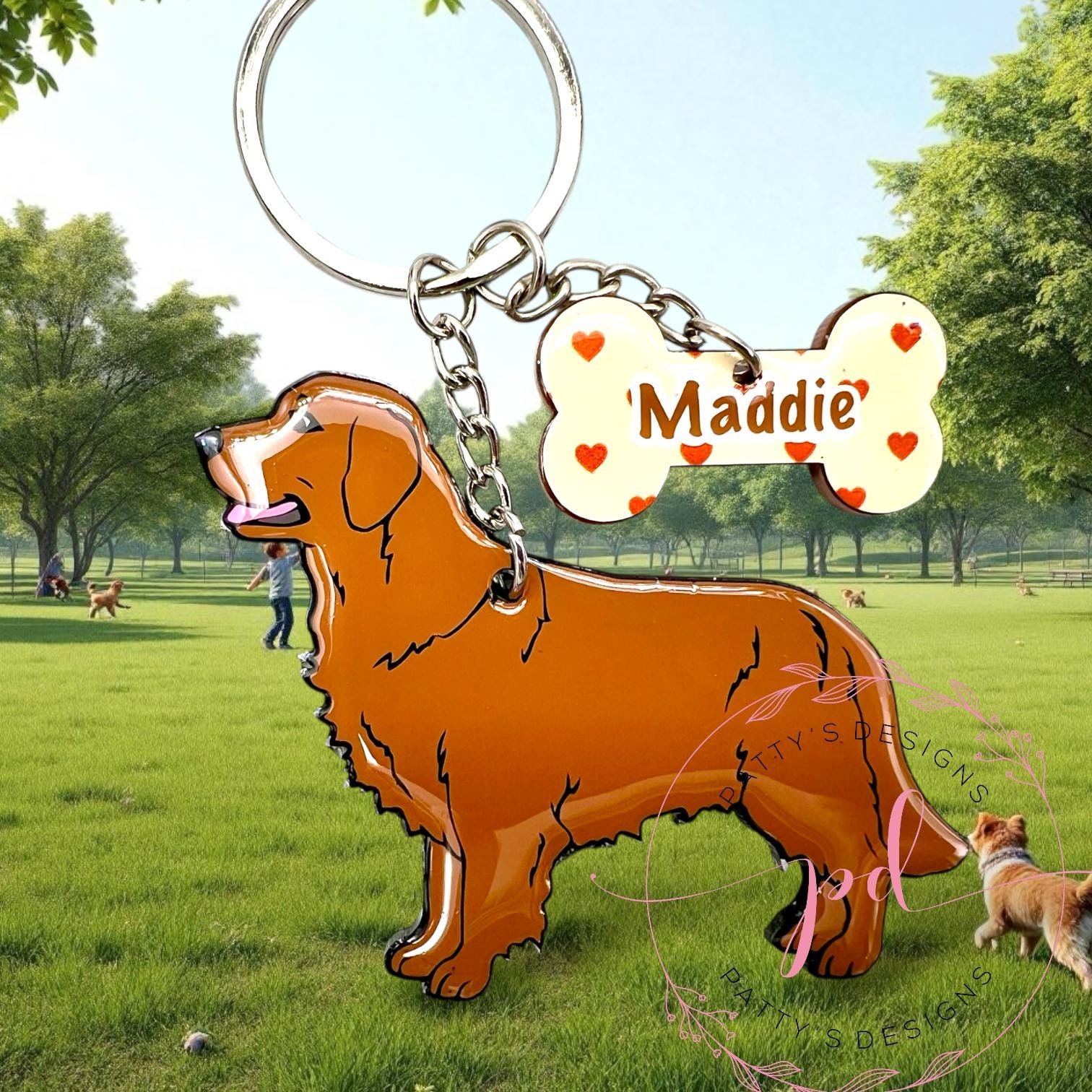 Golden Retriever Personalized Keychain or Ornament - Thumbnail 2