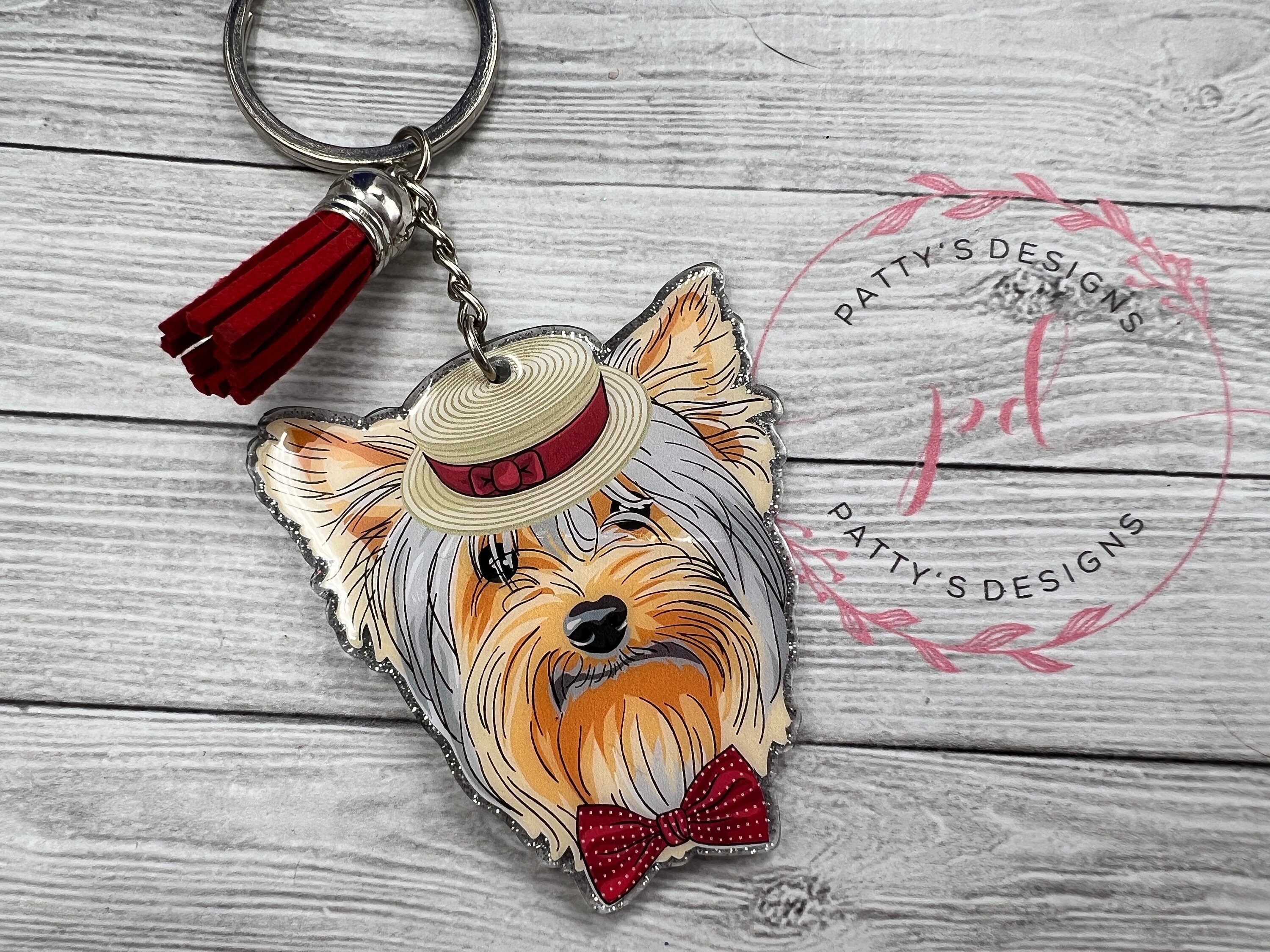 Hipster Yorkie Keychain