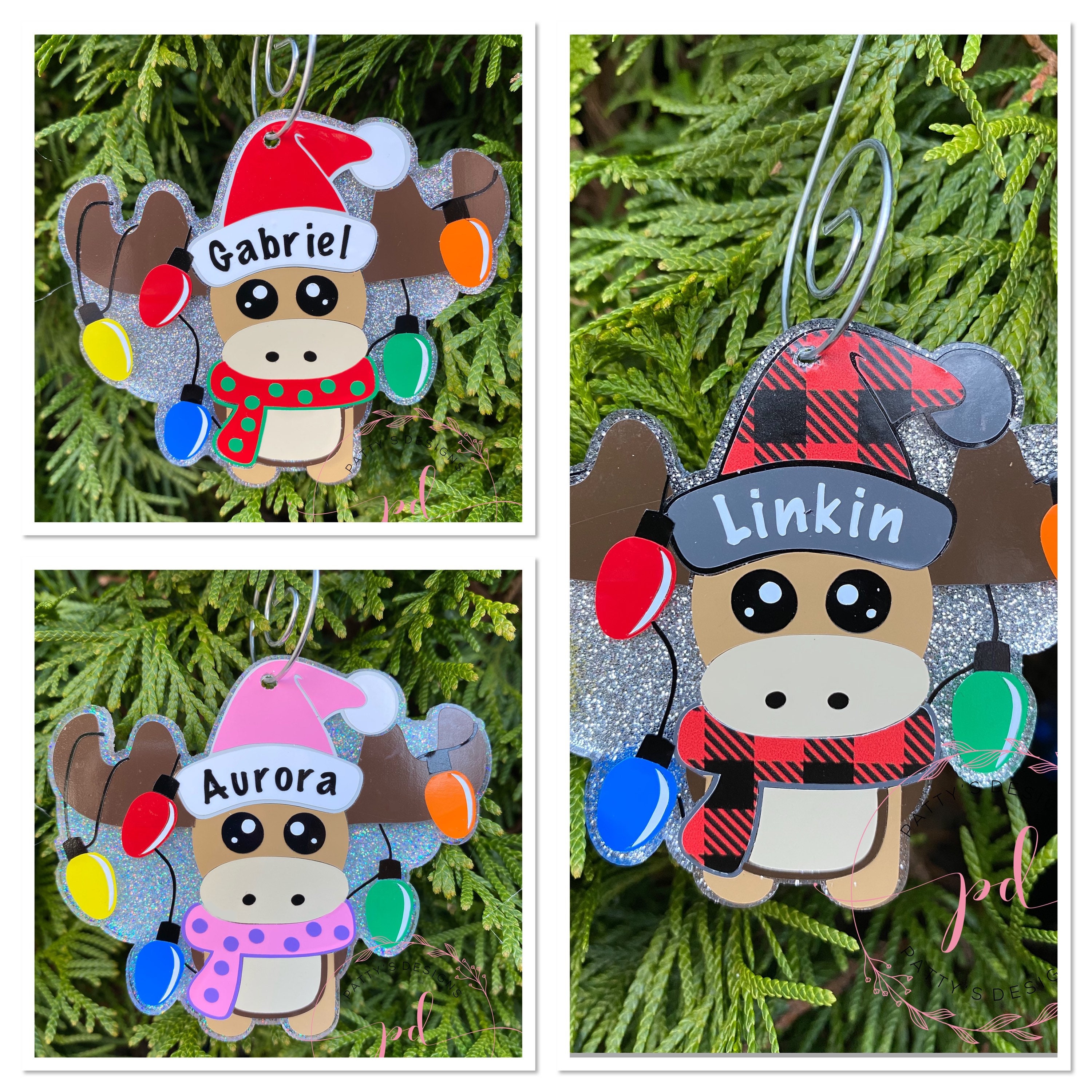 Christmas Moose Ornament or Keychain