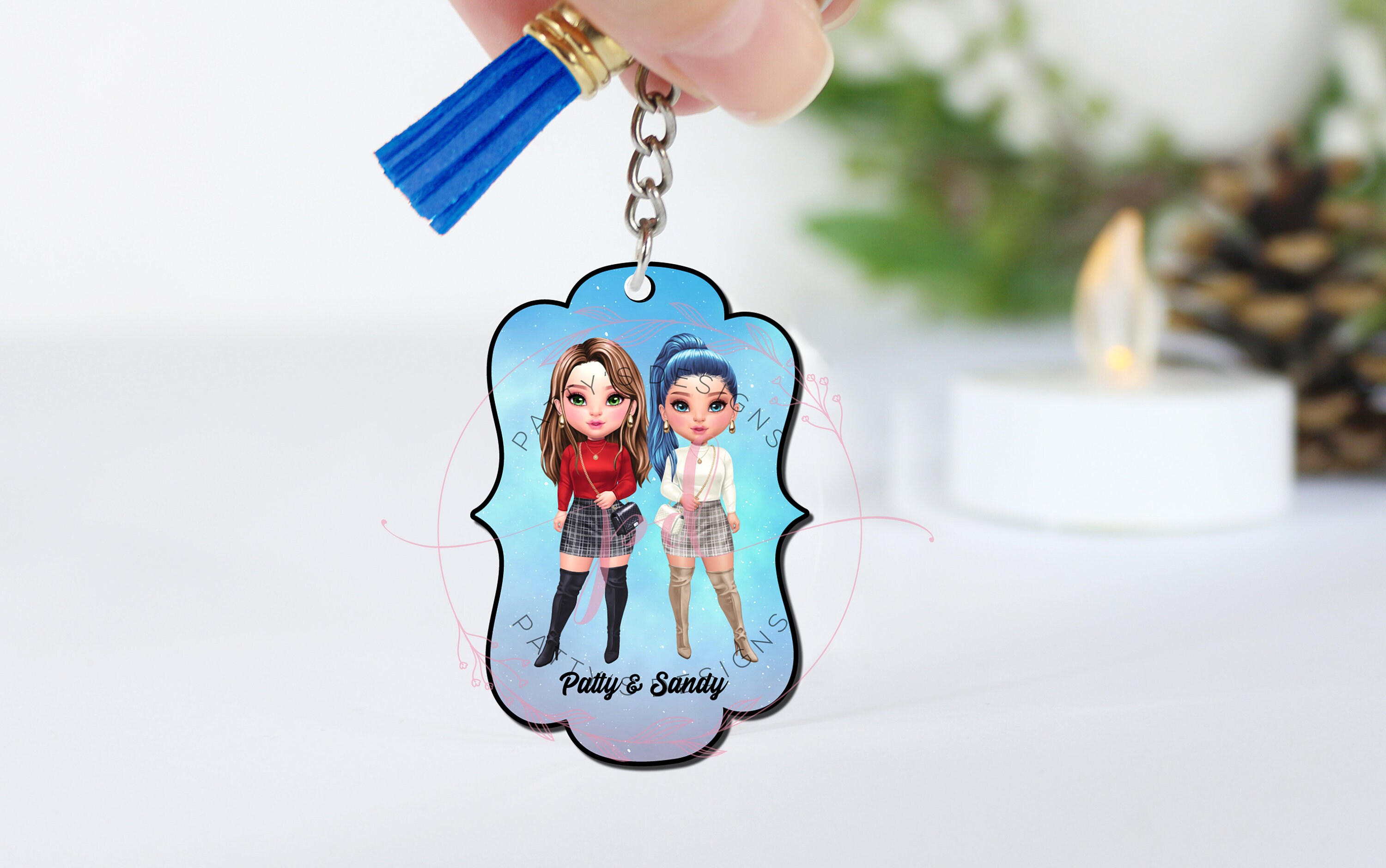 NEW Best Friends Keychain, BFF Keychain, Besties Keychain, Chibi, Friends Keychain, Best Friend Gift, Best Friend Gift Personalize
