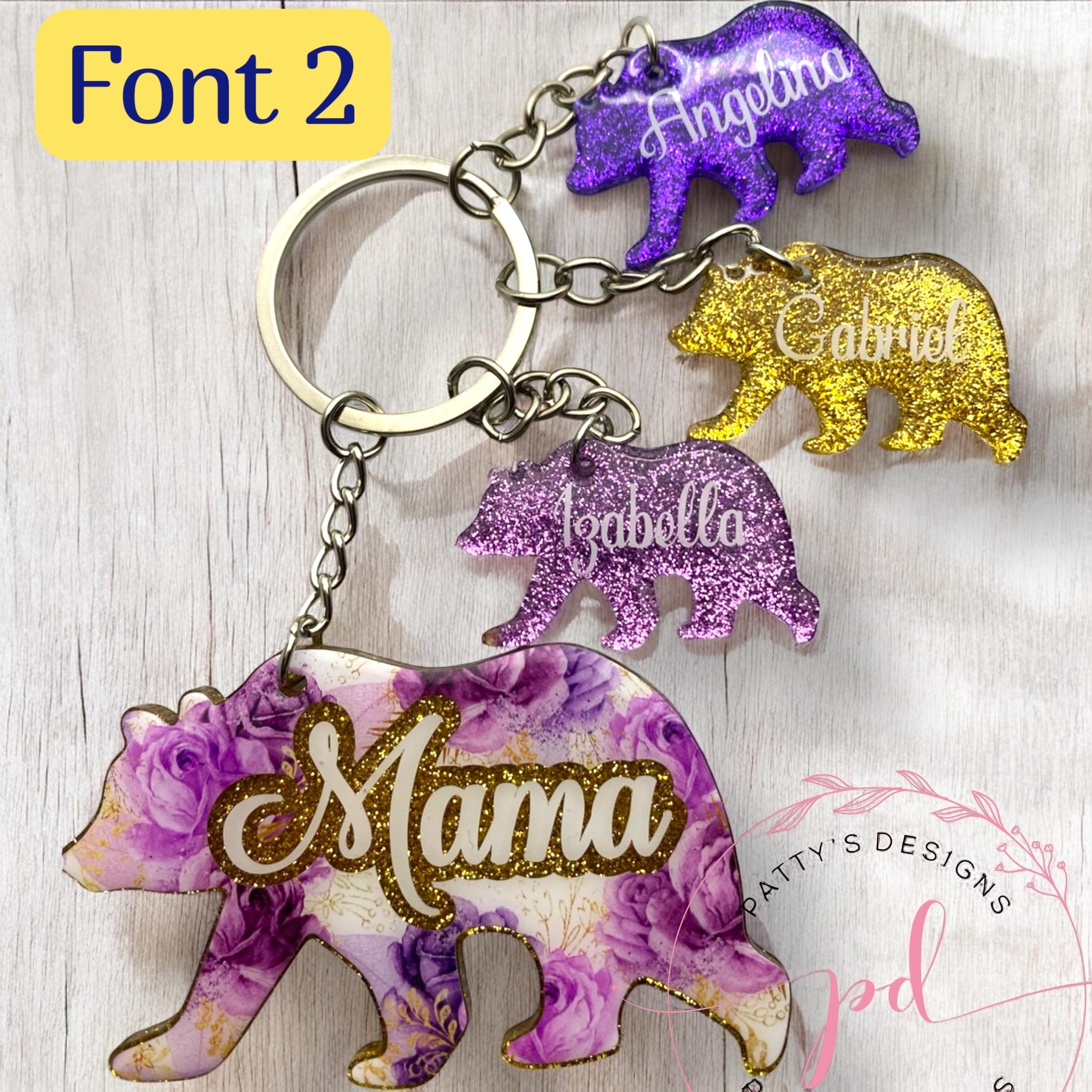 Mama Bear and Little Cubs Keychains Customizable - Thumbnail 2