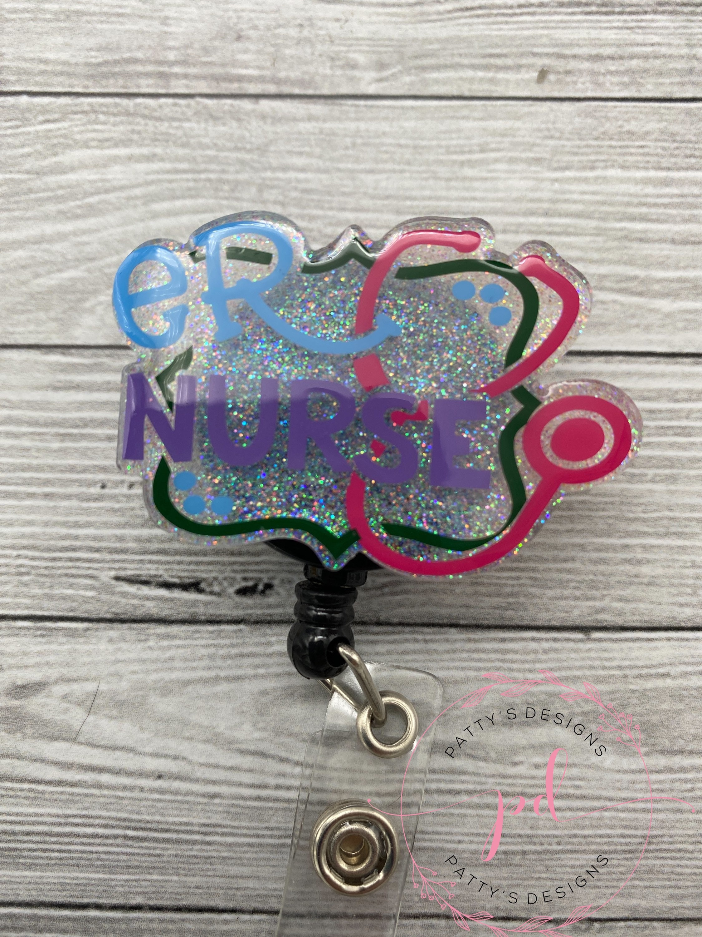 ER Nurse Badge Holder, ER Nurse Badge Reel, ER Nurse