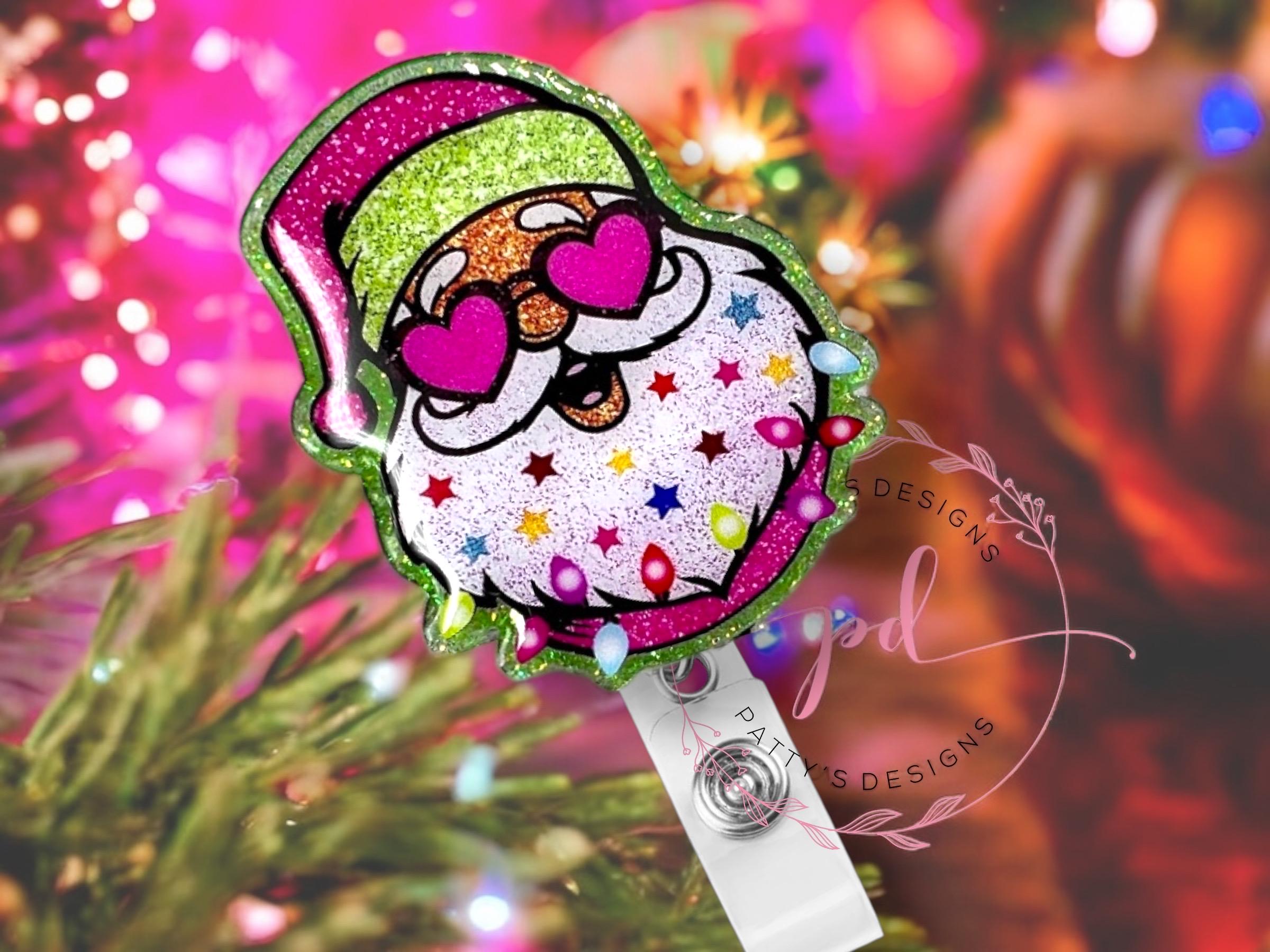 Retro Santa Badge Reel, Badge Holder, ID Holder