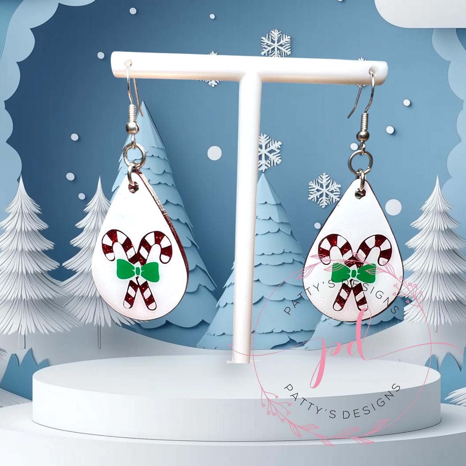 Candy Cane Teardrop Earrings
