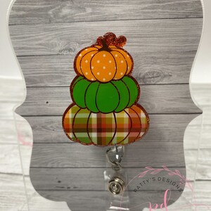 3 Tier Pumpkin Badge Reel, Badge Holder, ID Holder, Halloween, Fall