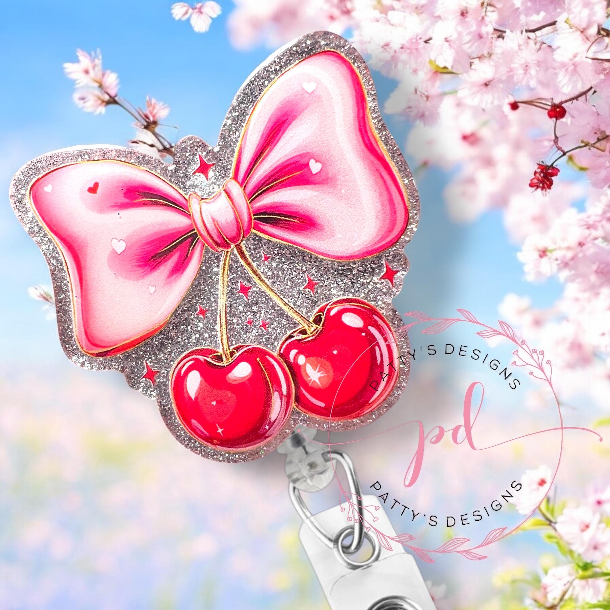 Cherries Bow, Badge Reel, Badge Holder, ID Holder