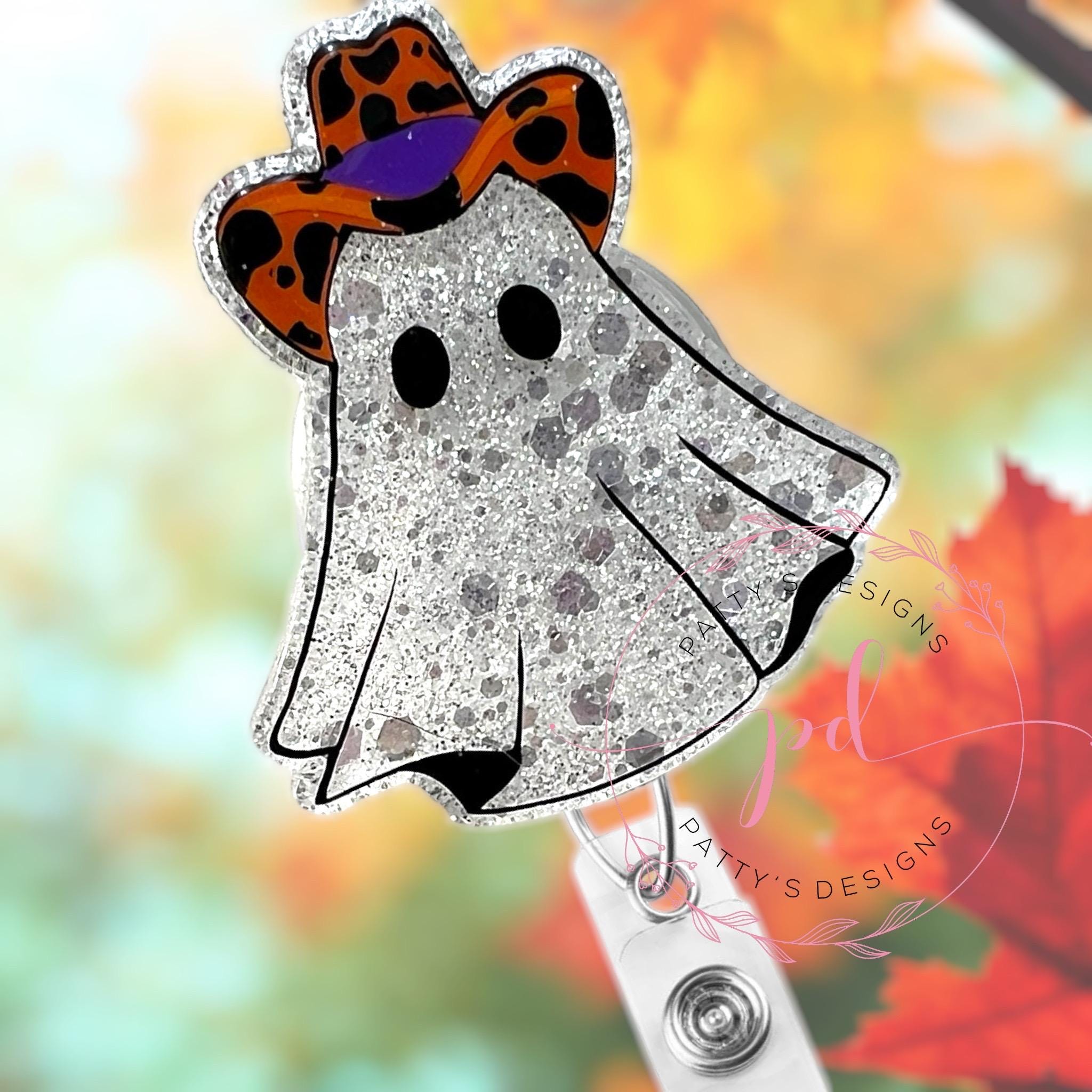 Cowboy Ghost Badge Reel, Badge Holder, ID Holder, Halloween, Fall