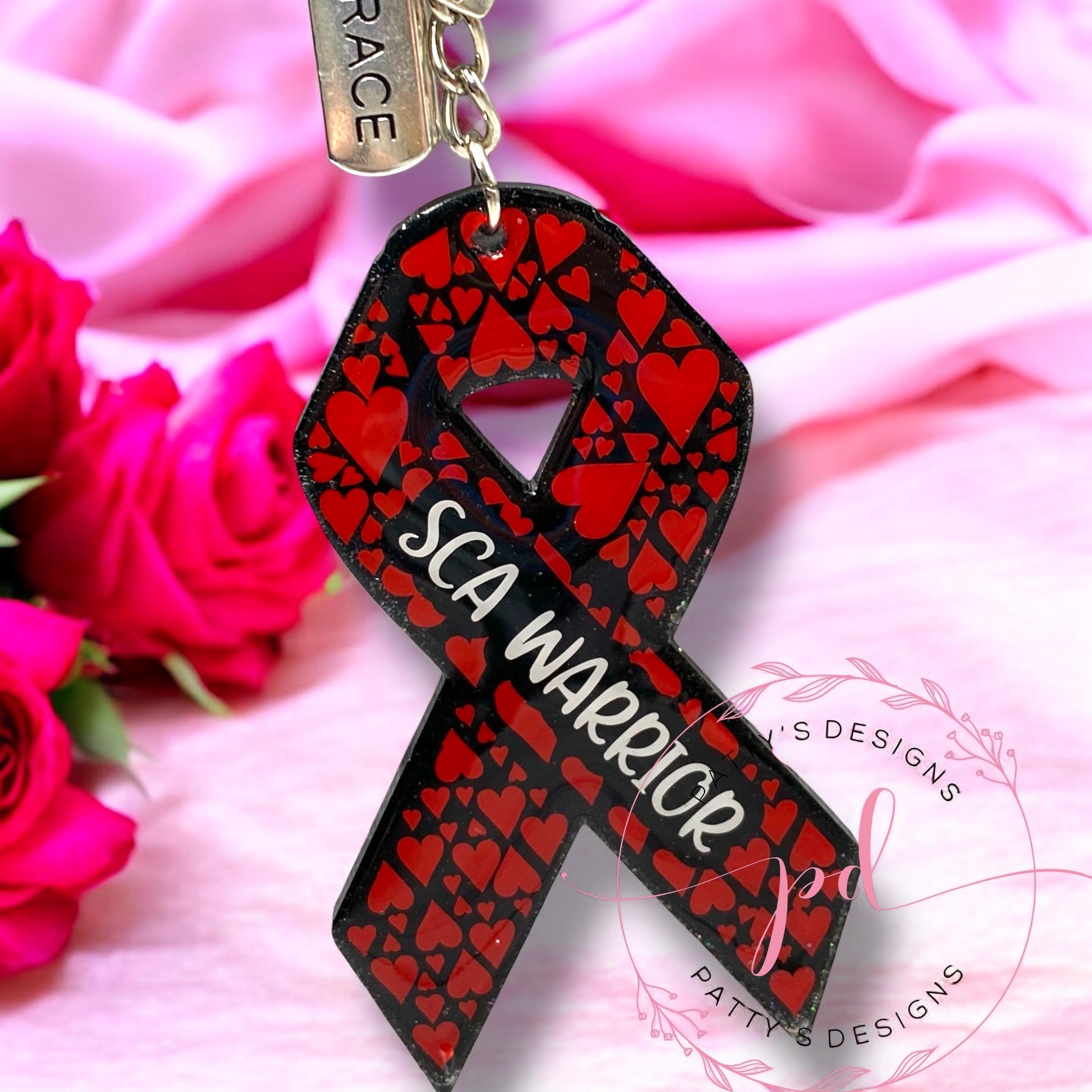 SCA Awareness Ribbon Acrylic Keychain, Sudden Cardiac Arrest