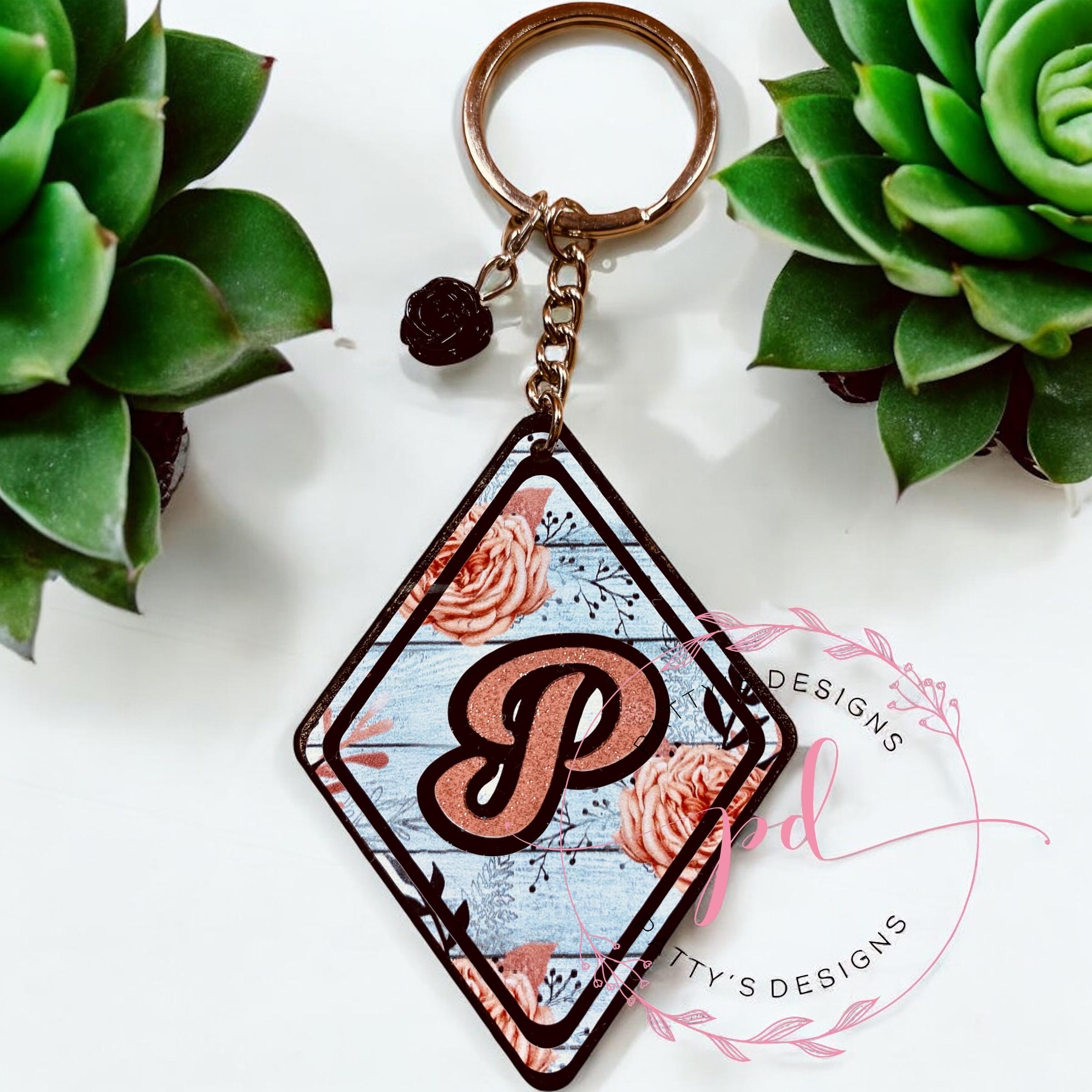 Diamond Initial Keychain