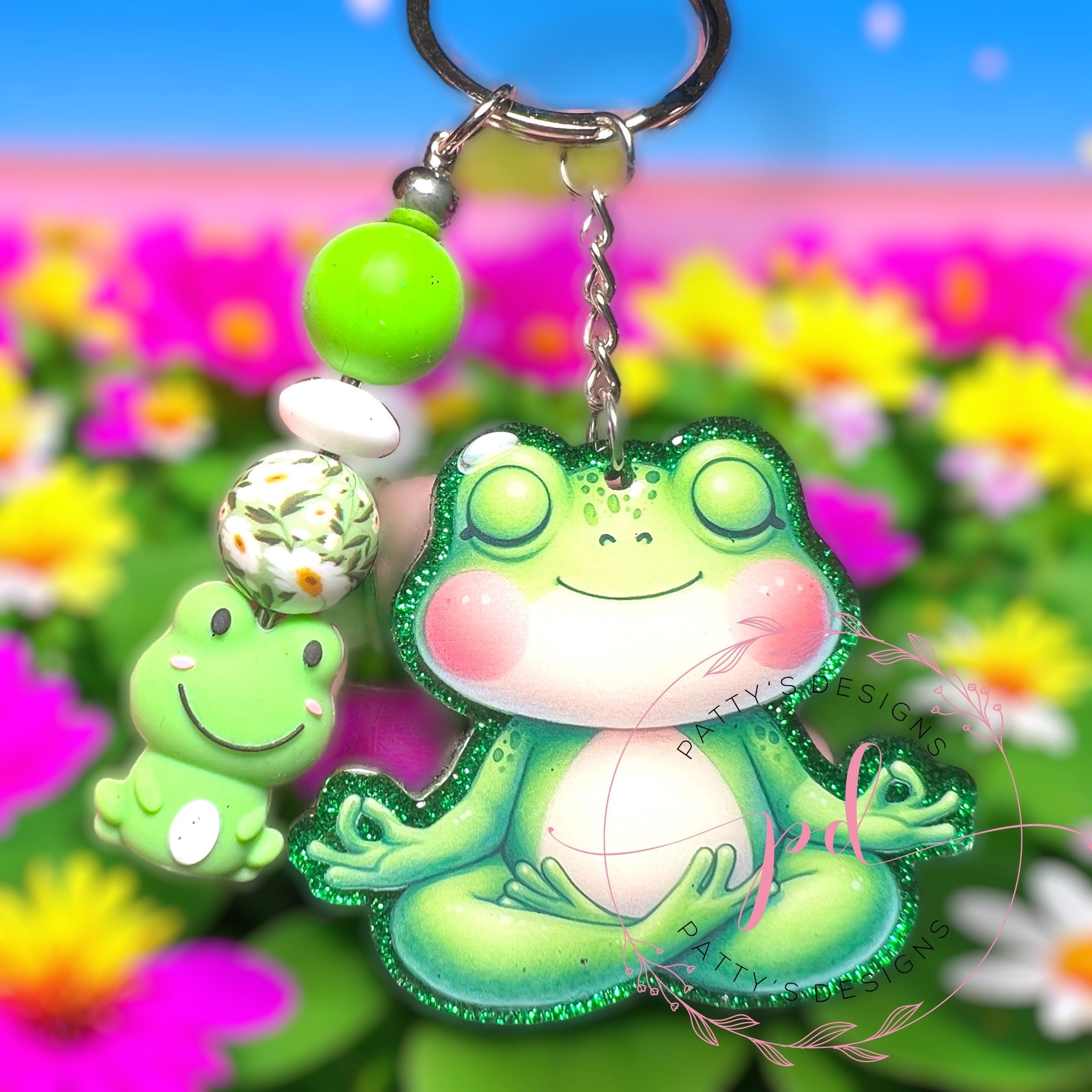 Meditating Frog Keychain, Zen, Frog