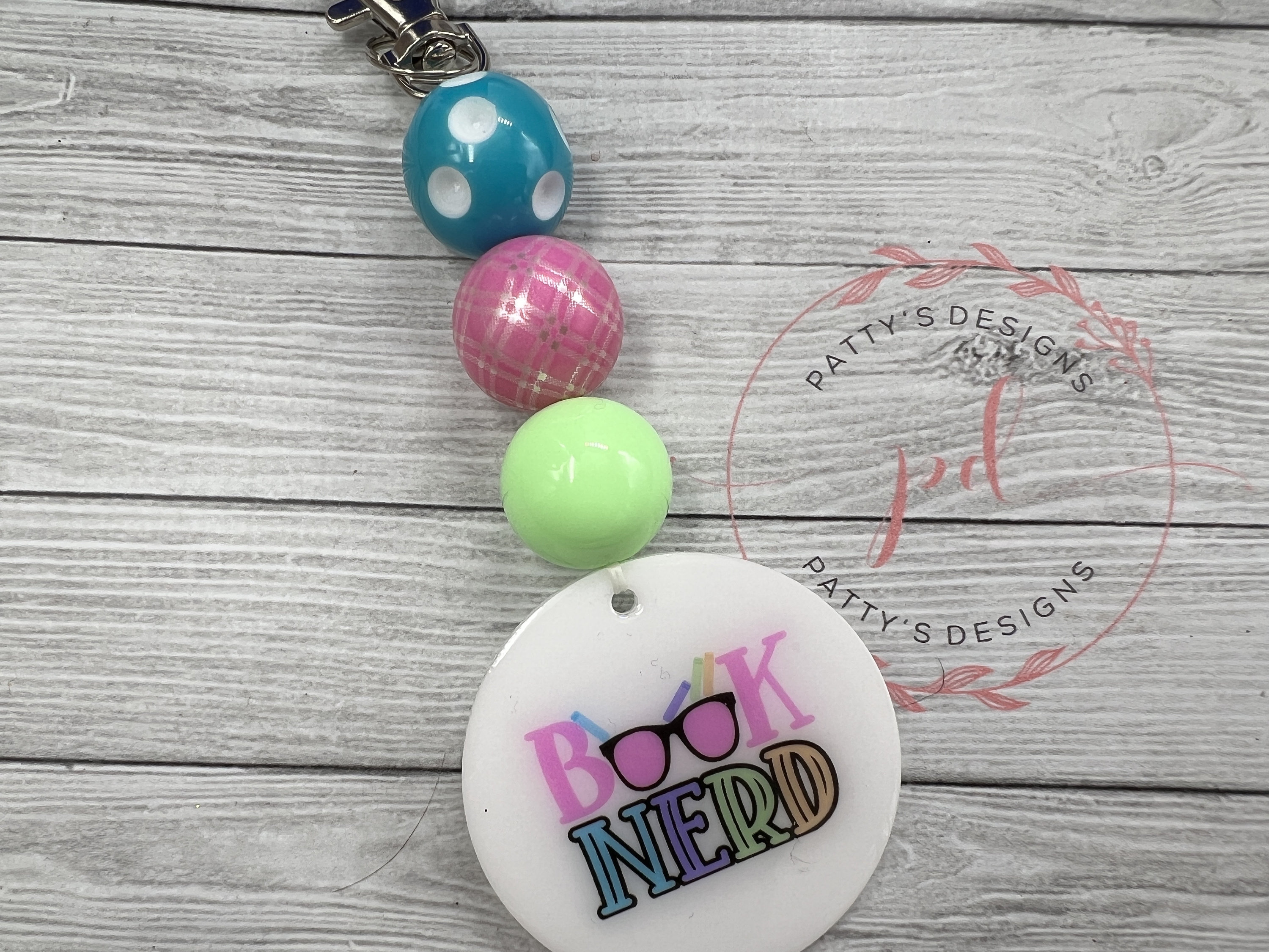 Book Nerd Beaded Keychain