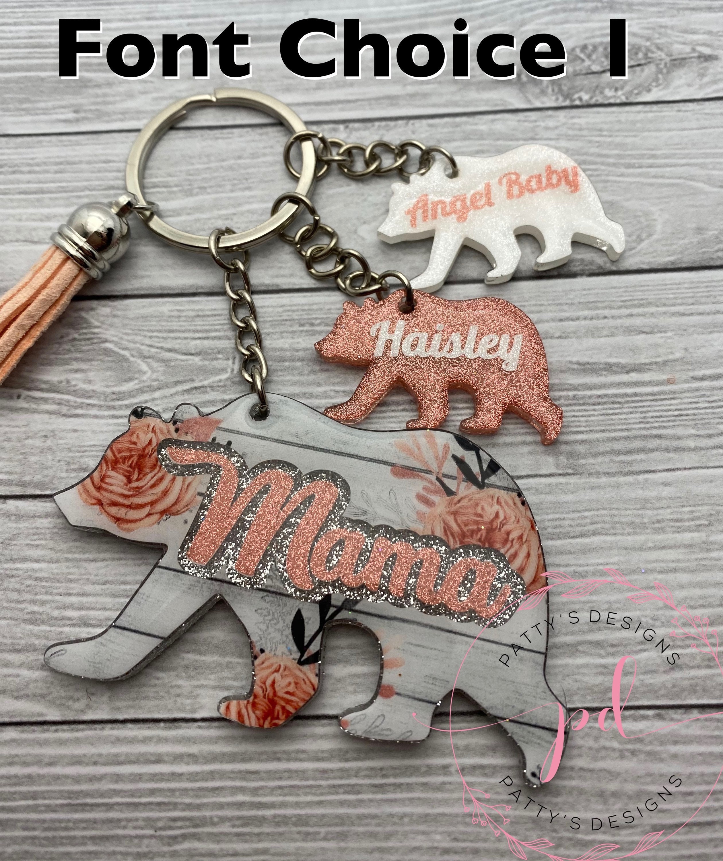 Mama Bear and Little Cubs Birthstone Keychain - Thumbnail 3