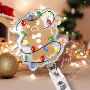 Gingerbread man, Badge Reel, Badge Holder, ID Holder, Christmas