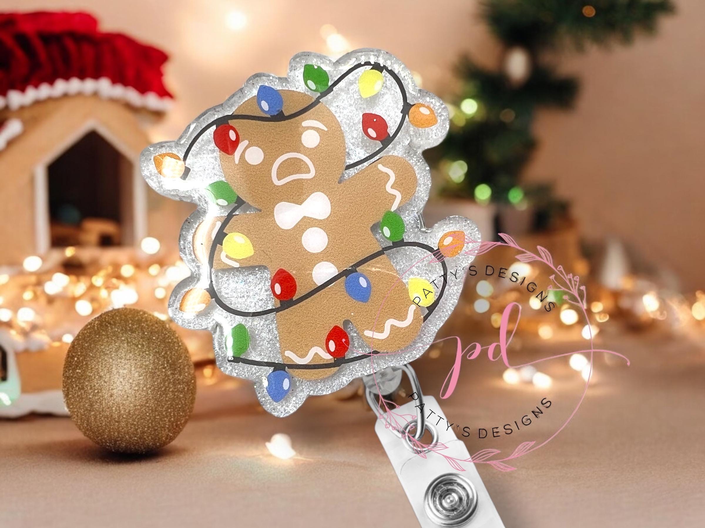 Gingerbread man, Badge Reel, Badge Holder, ID Holder, Christmas