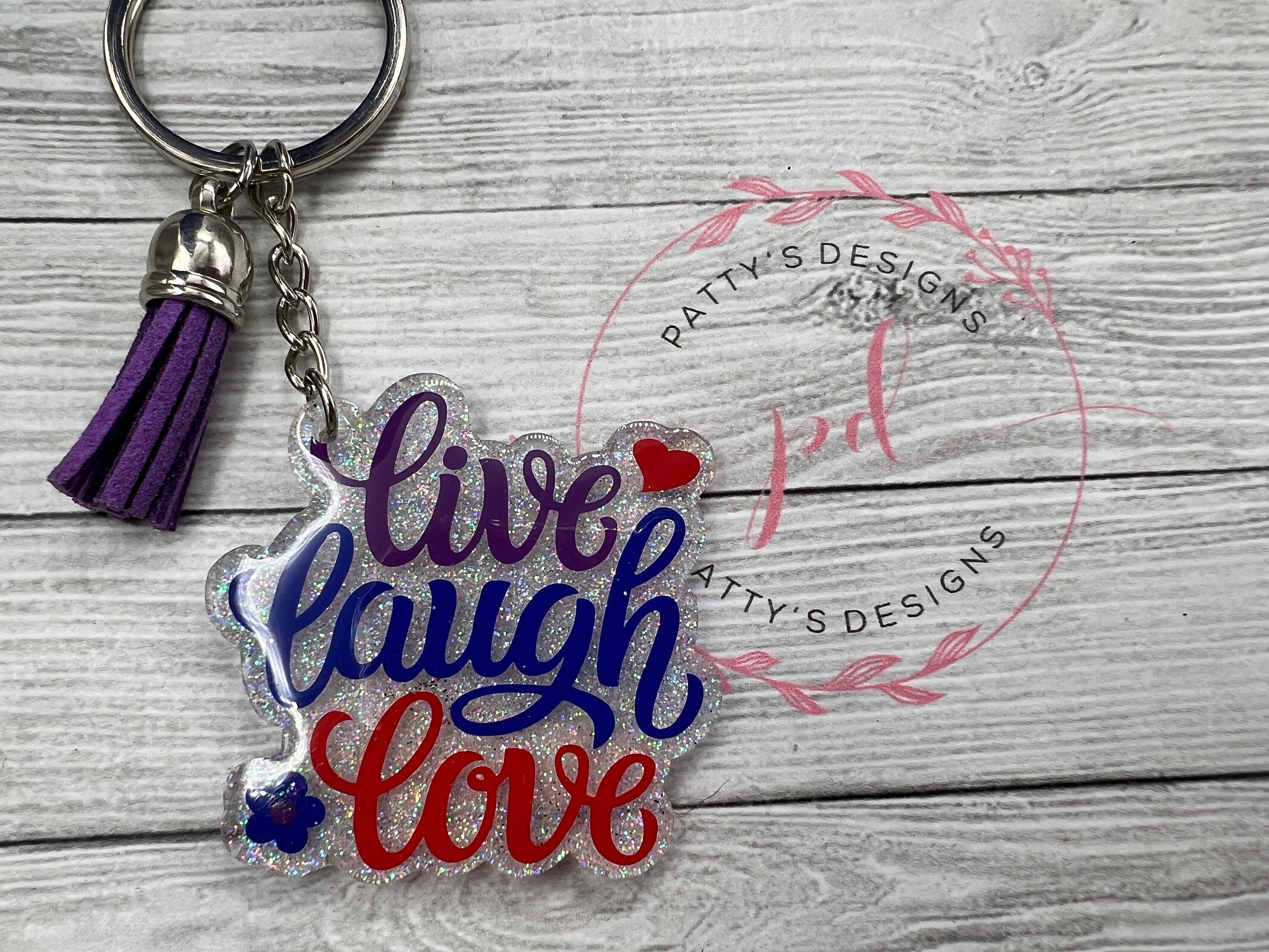Live, Laugh Love Keychain Purple, Blue and Red