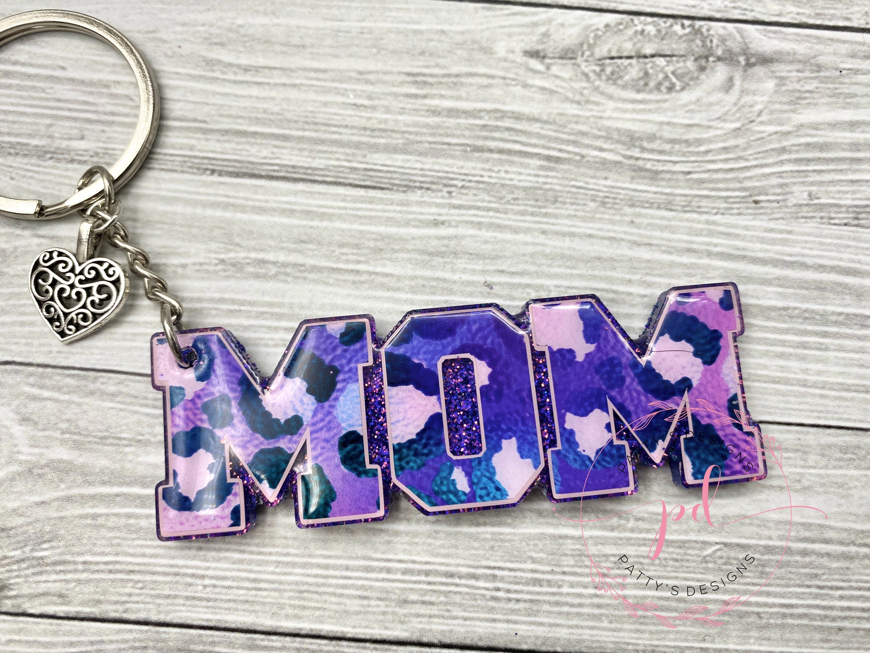 Pink and Purple Animal Print Mom Keychain, Mother’s Day, Gifts for Mom
