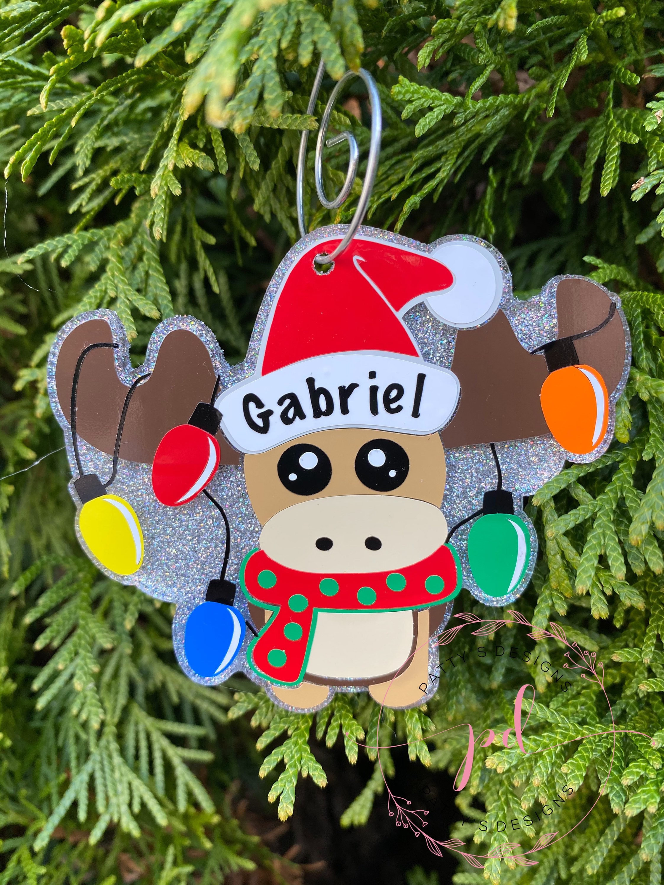 Christmas Moose Ornament or Keychain - Thumbnail 2