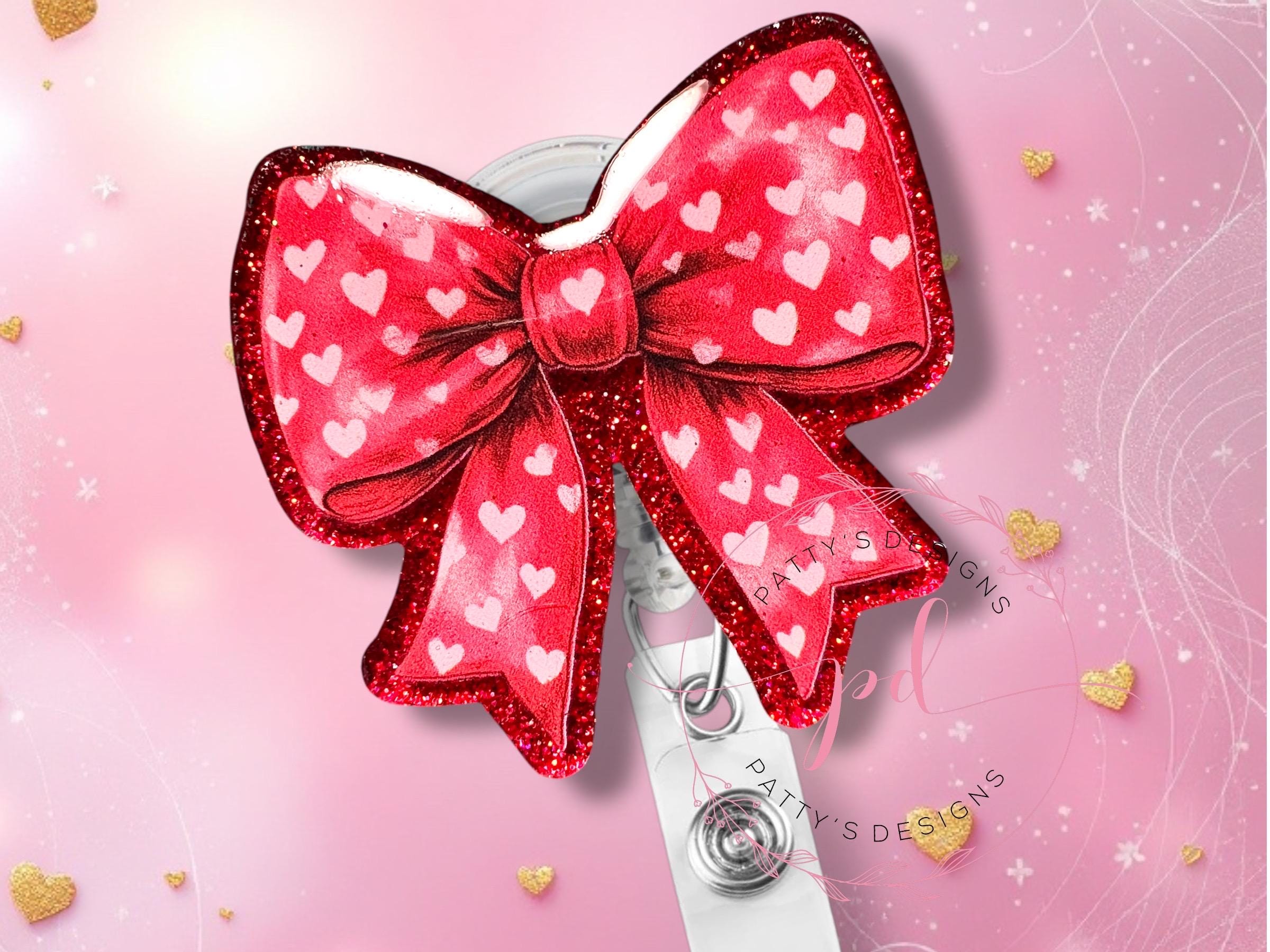 Red Heart Bow Badge Reel