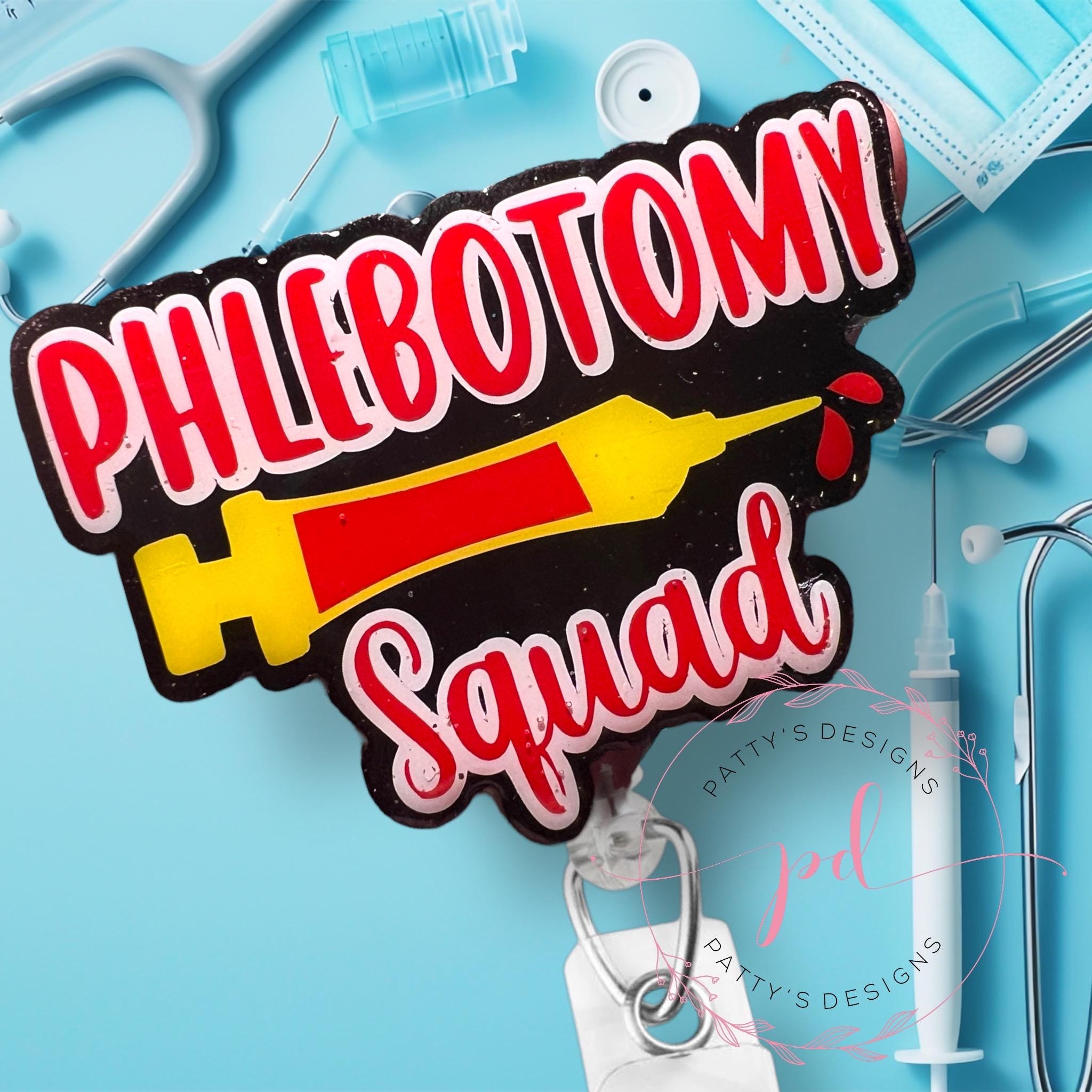 Phlebotomist Badge Reel, Badge Holder, ID Holder, Phlebotomy