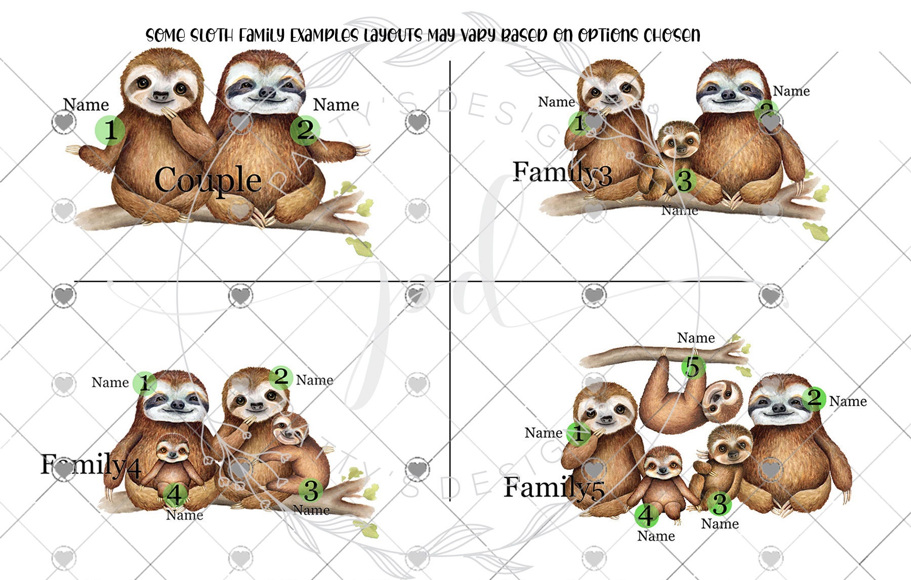 Sloths, Sloth Family Keychain, Personalized Keychain - Thumbnail 4