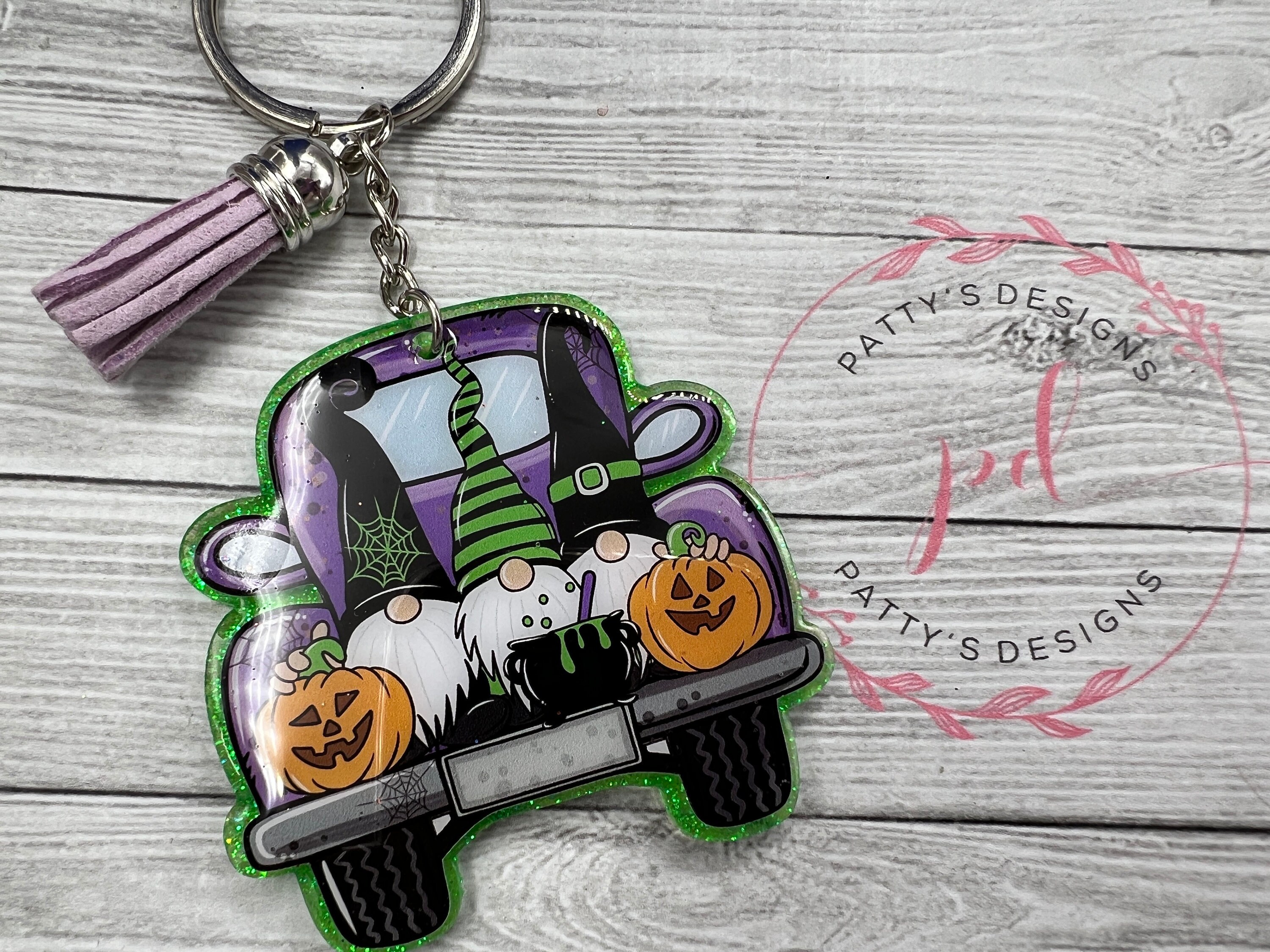 Halloween Gnome Antique Car Keychain