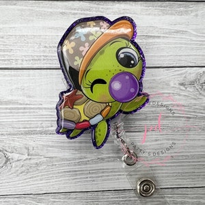 Turtle with Bubble Gum Badge Reel, Badge Holder, ID Holder
