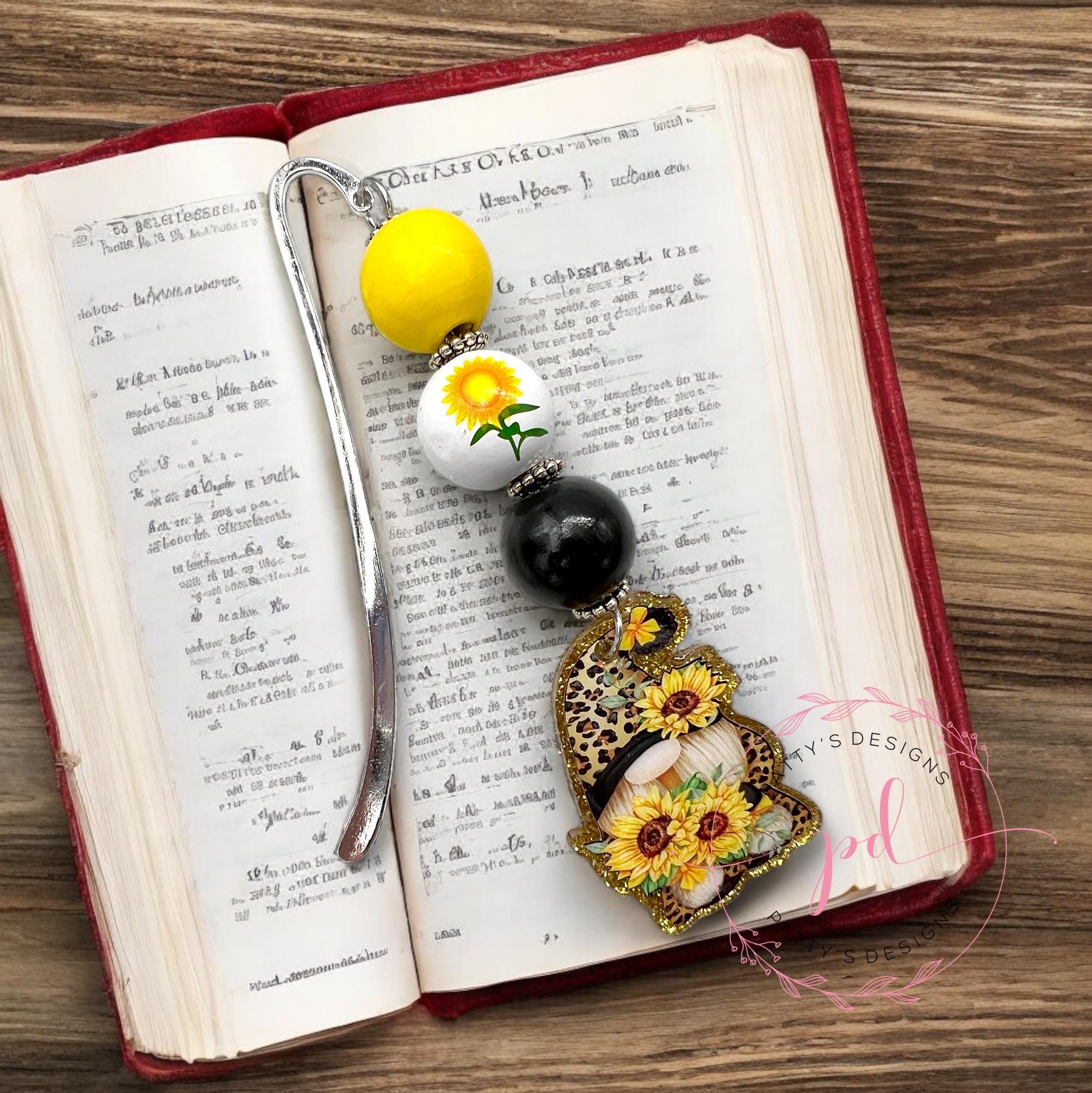 Sunflower Gnome Beaded Bookmark