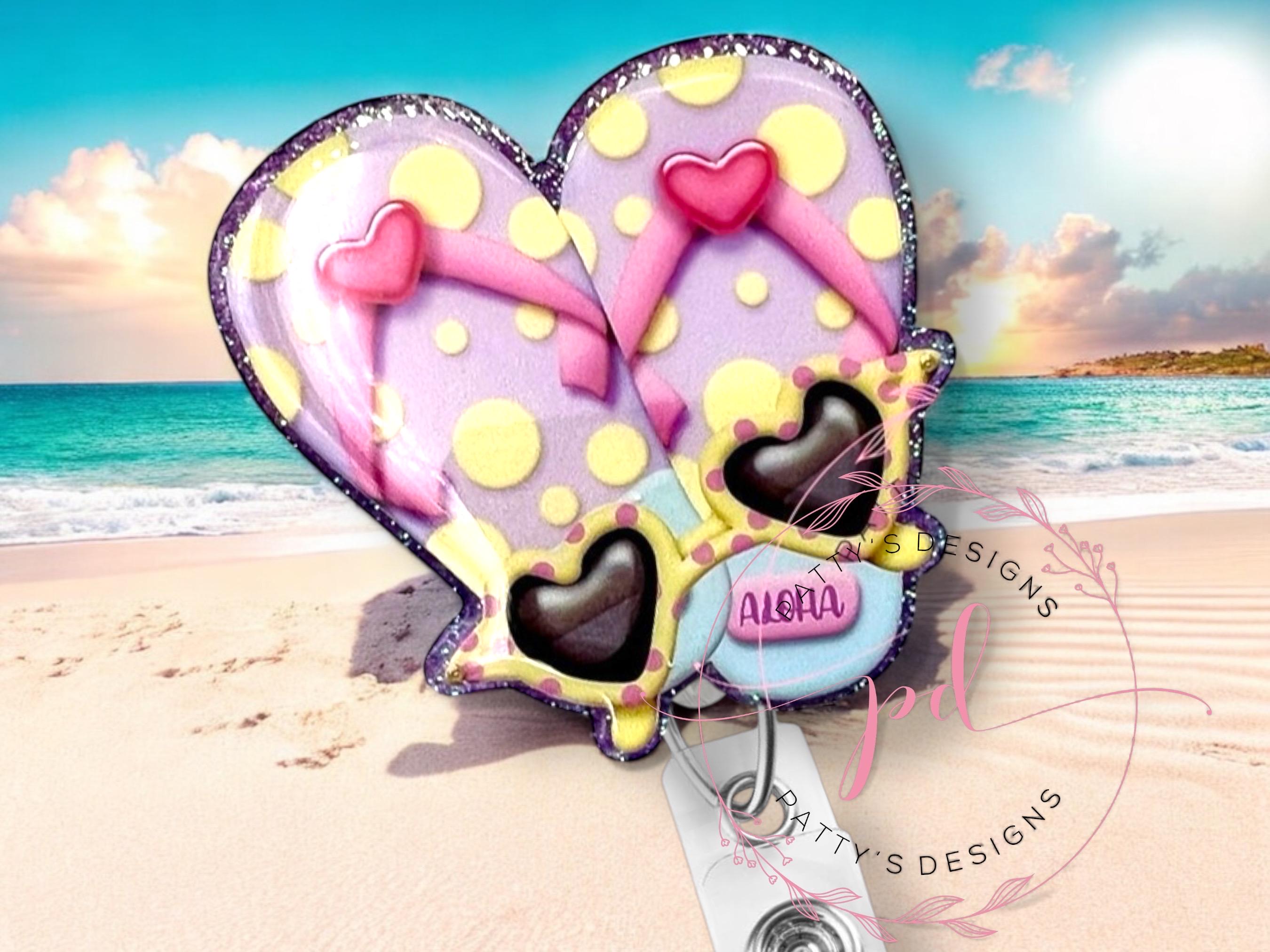 Flip flops Badge Reel, Badge Holder, ID Holder