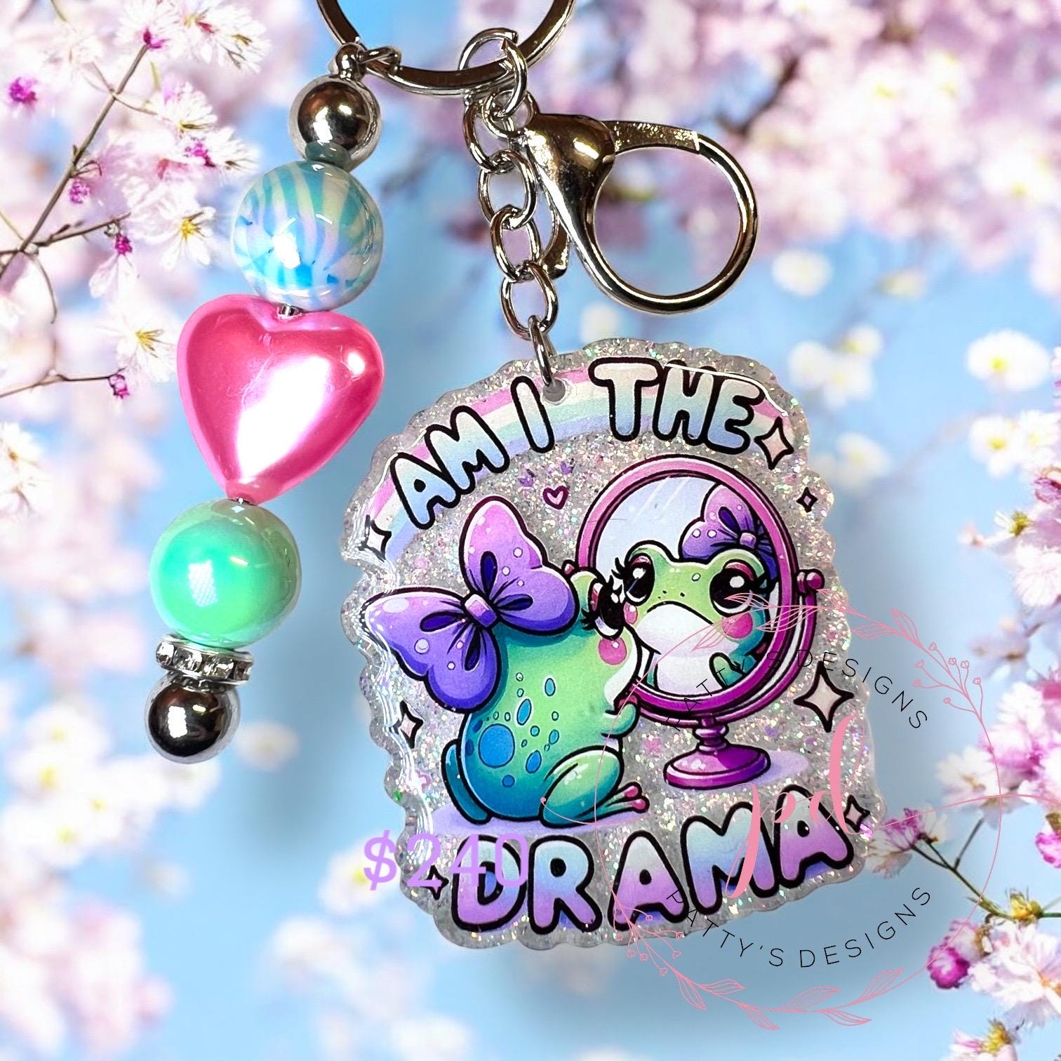 Am I the Drama Beaded Keychain