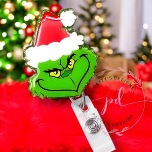 He’s A Mean One Badge Reel, Badge Holder, ID Holder, Christmas