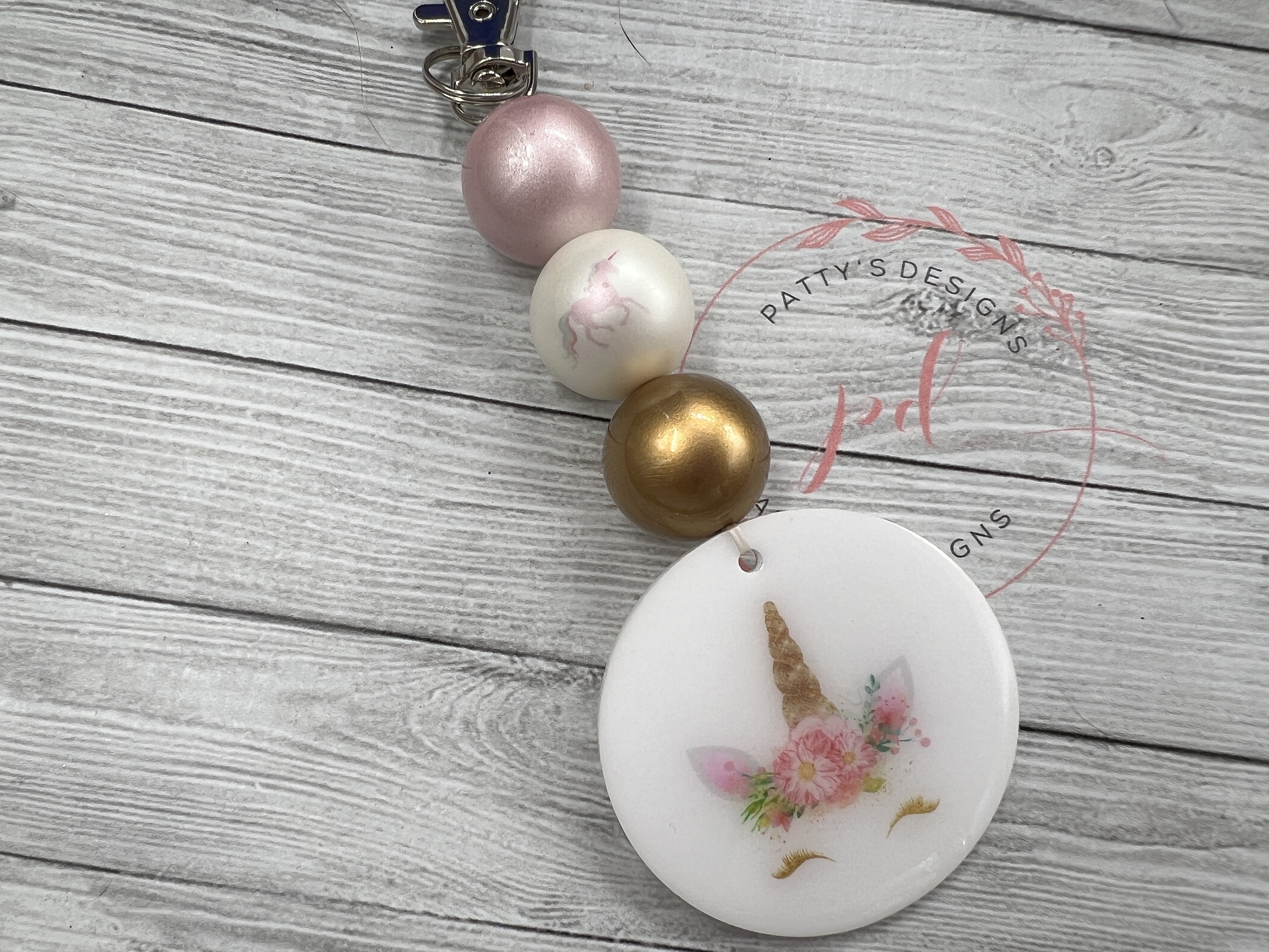 Unicorn Beaded Keychain