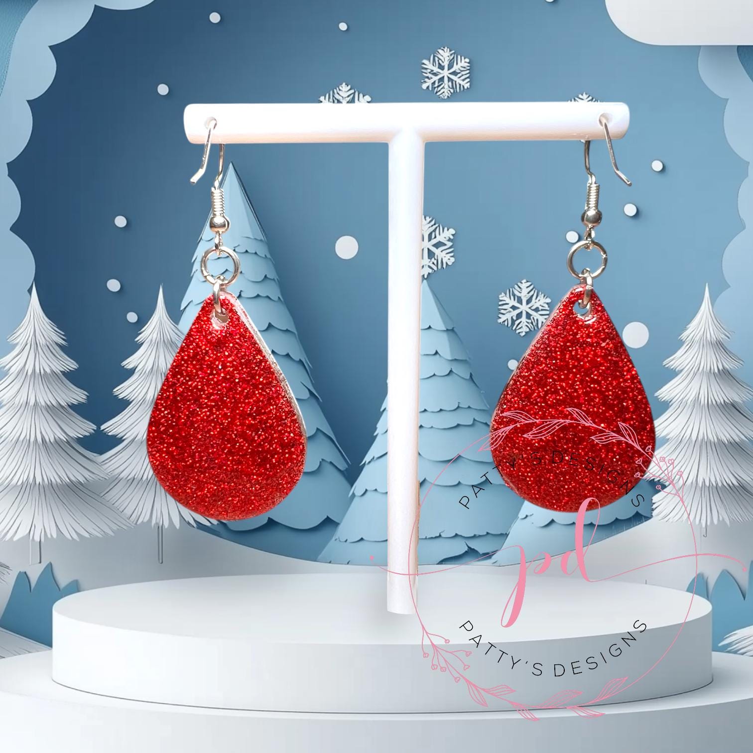 Candy Cane Teardrop Earrings - Thumbnail 2
