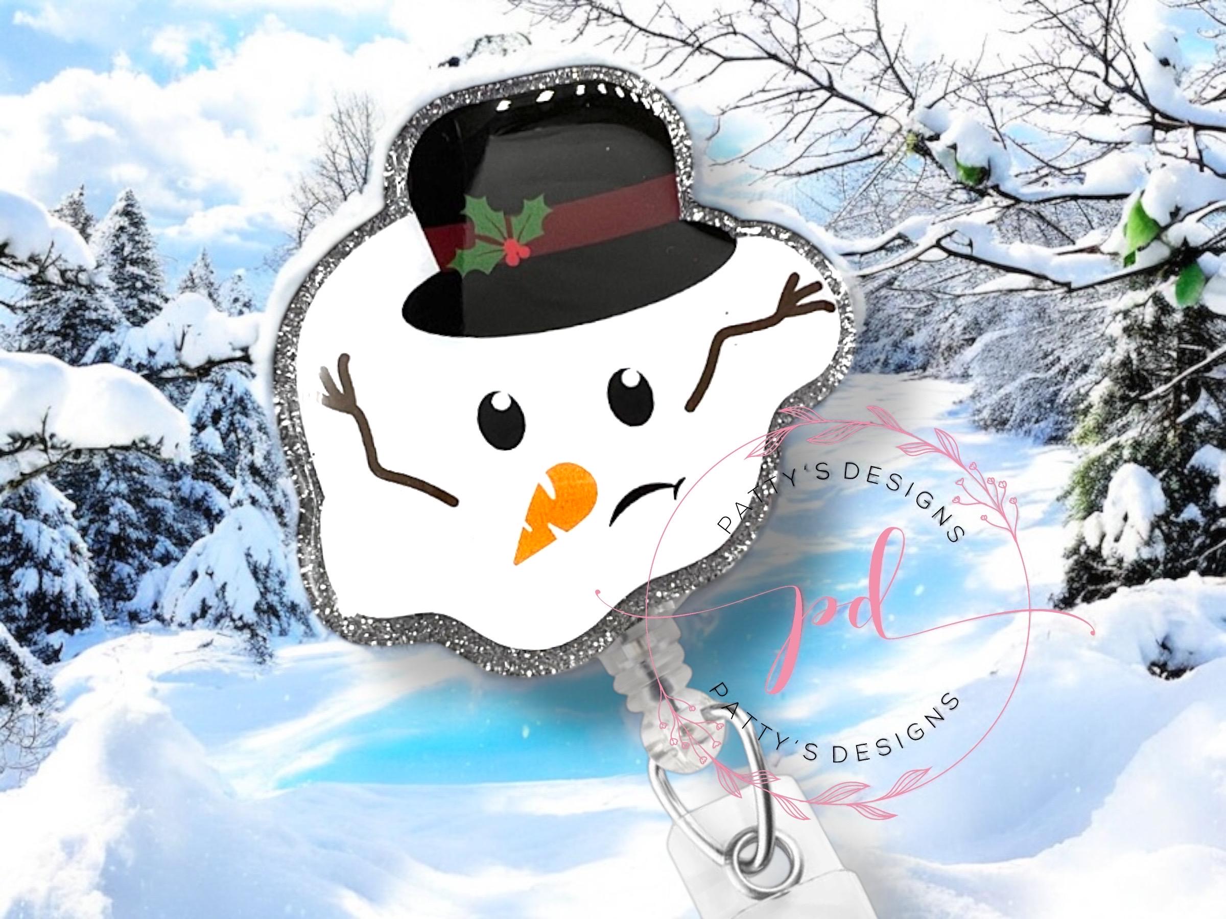 Melted Snowman Badge Reel, Badge Holder, ID Holder