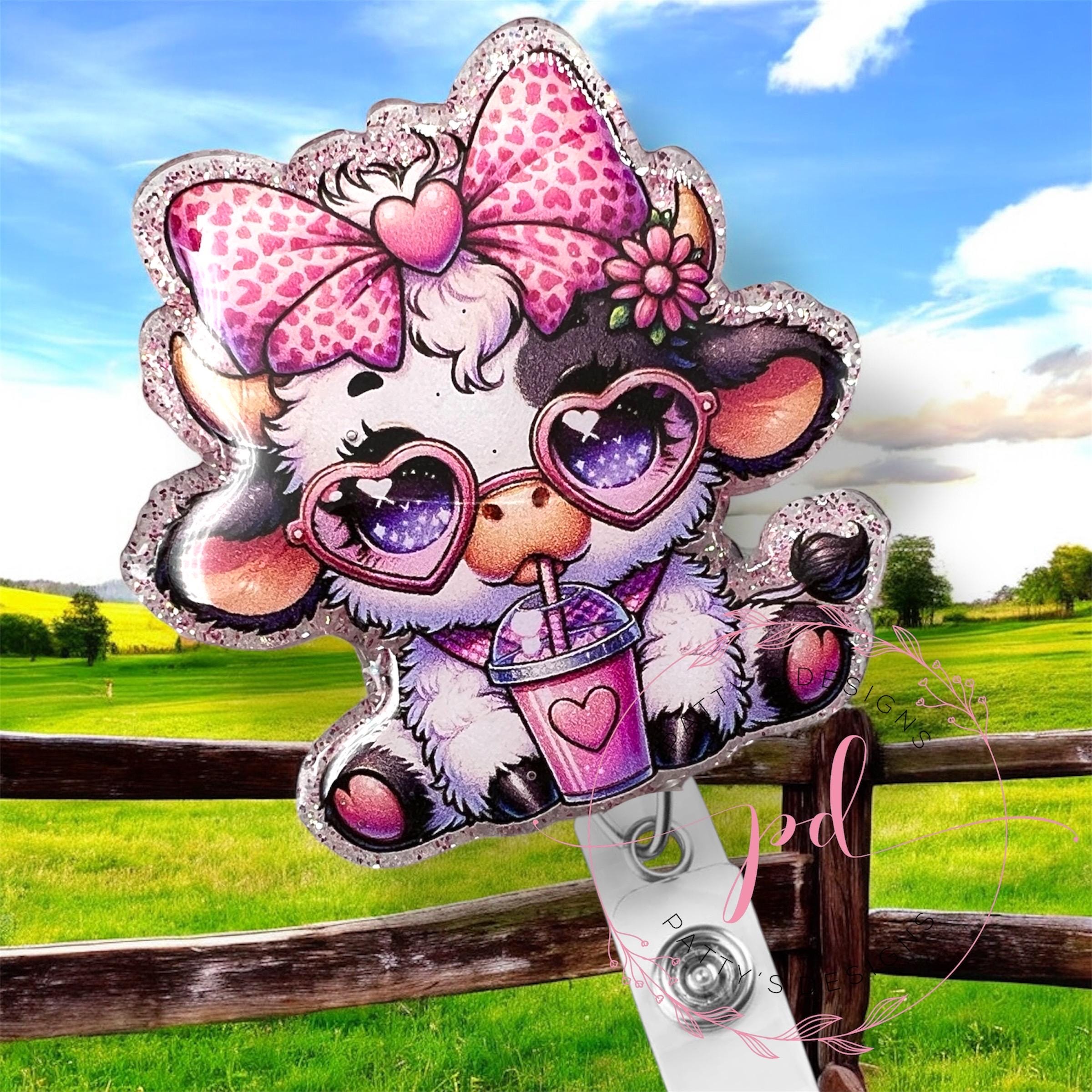 Cow Badge Reel, Badge Holder, ID Holder, Valentine, Valentine’s