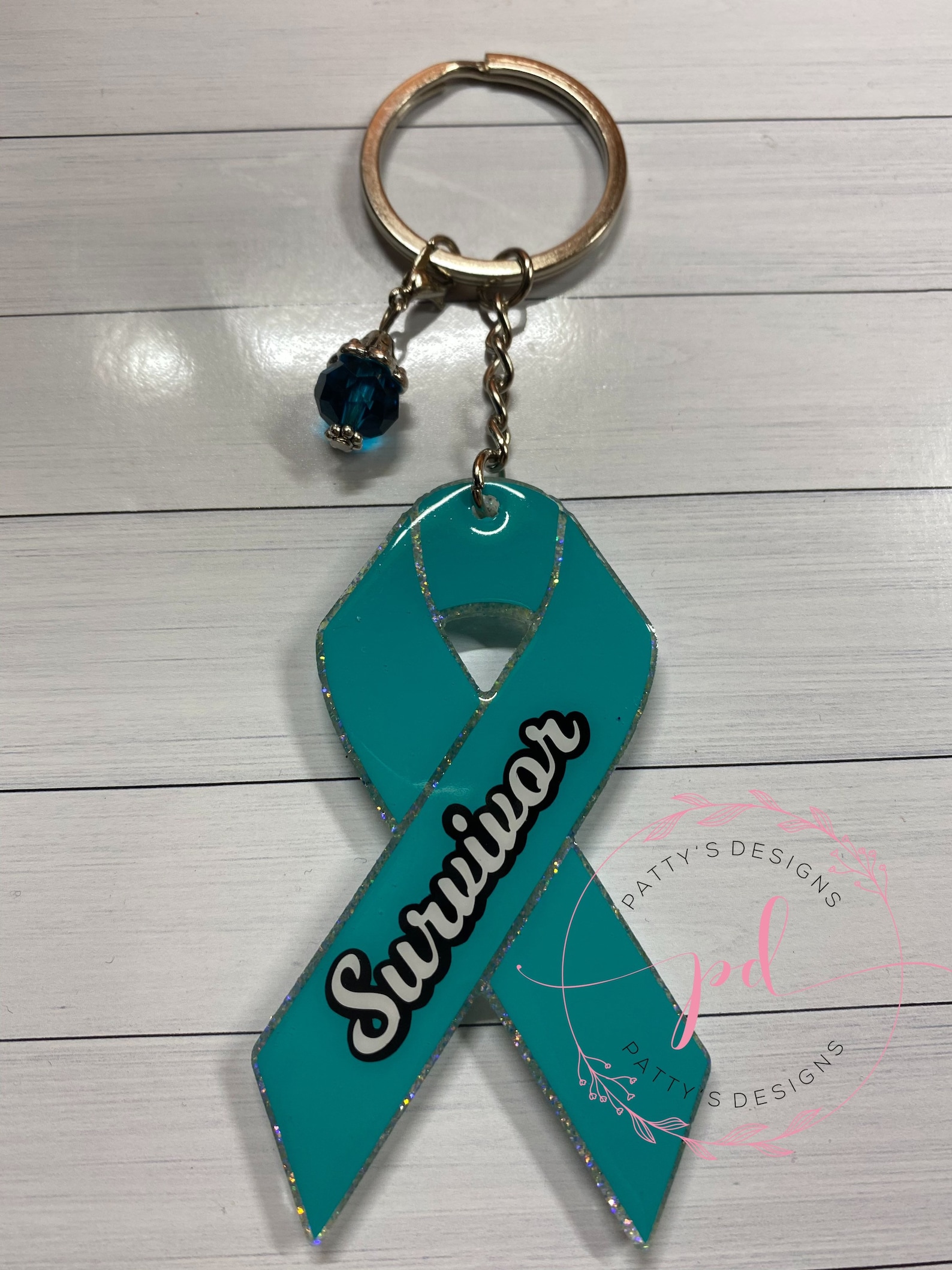 Ovarian or Primary Peritoneal Cancer Awareness Ribbon Acrylic Keychain Etsy